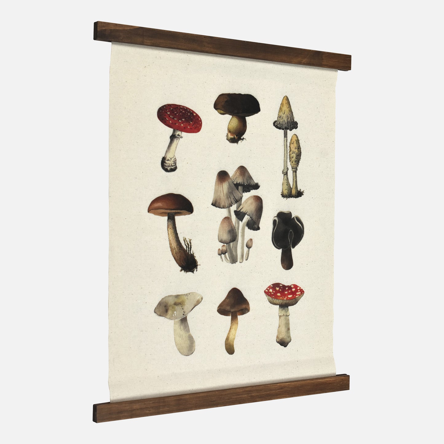 Boho Mushroom Linen Tapestry - Botanical Wall Hanging Art