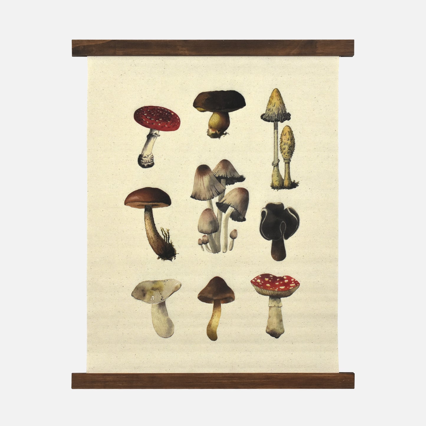 Boho Mushroom Linen Tapestry - Botanical Wall Hanging Art