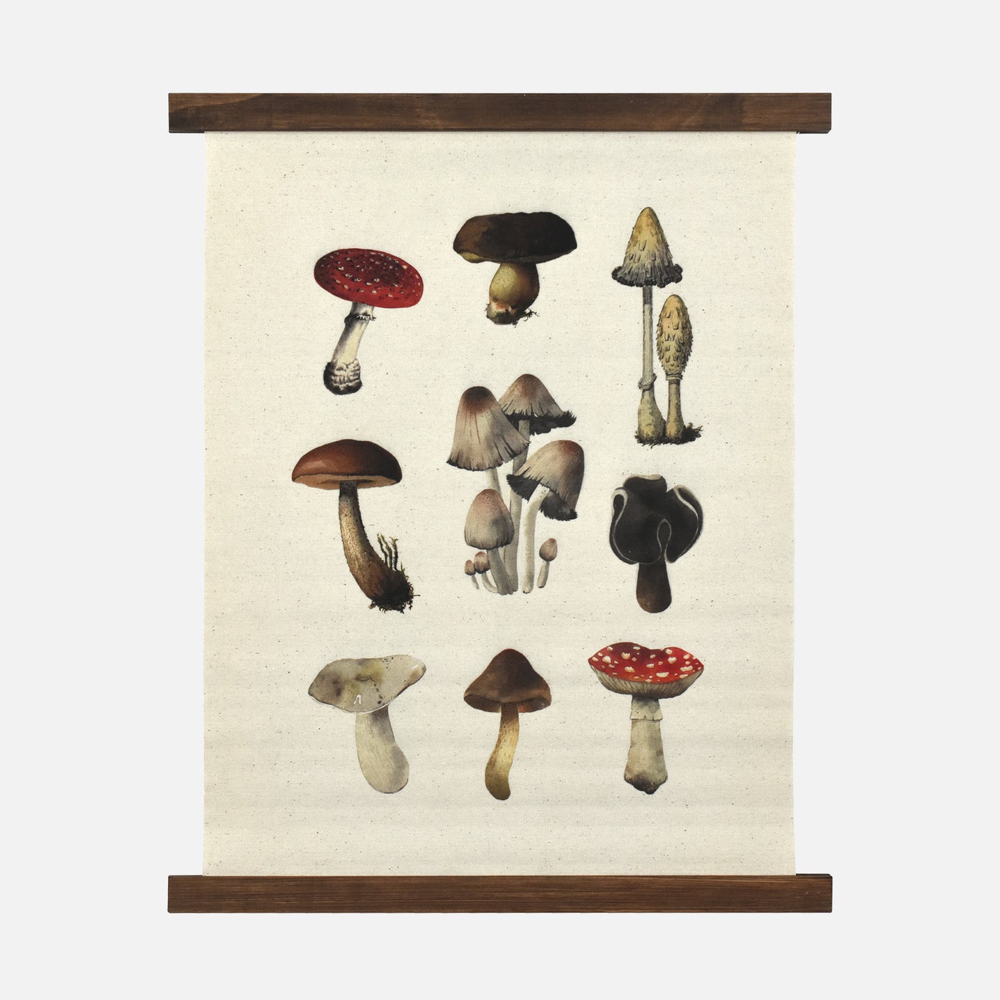 Boho Mushroom Linen Tapestry - Botanical Wall Hanging Art