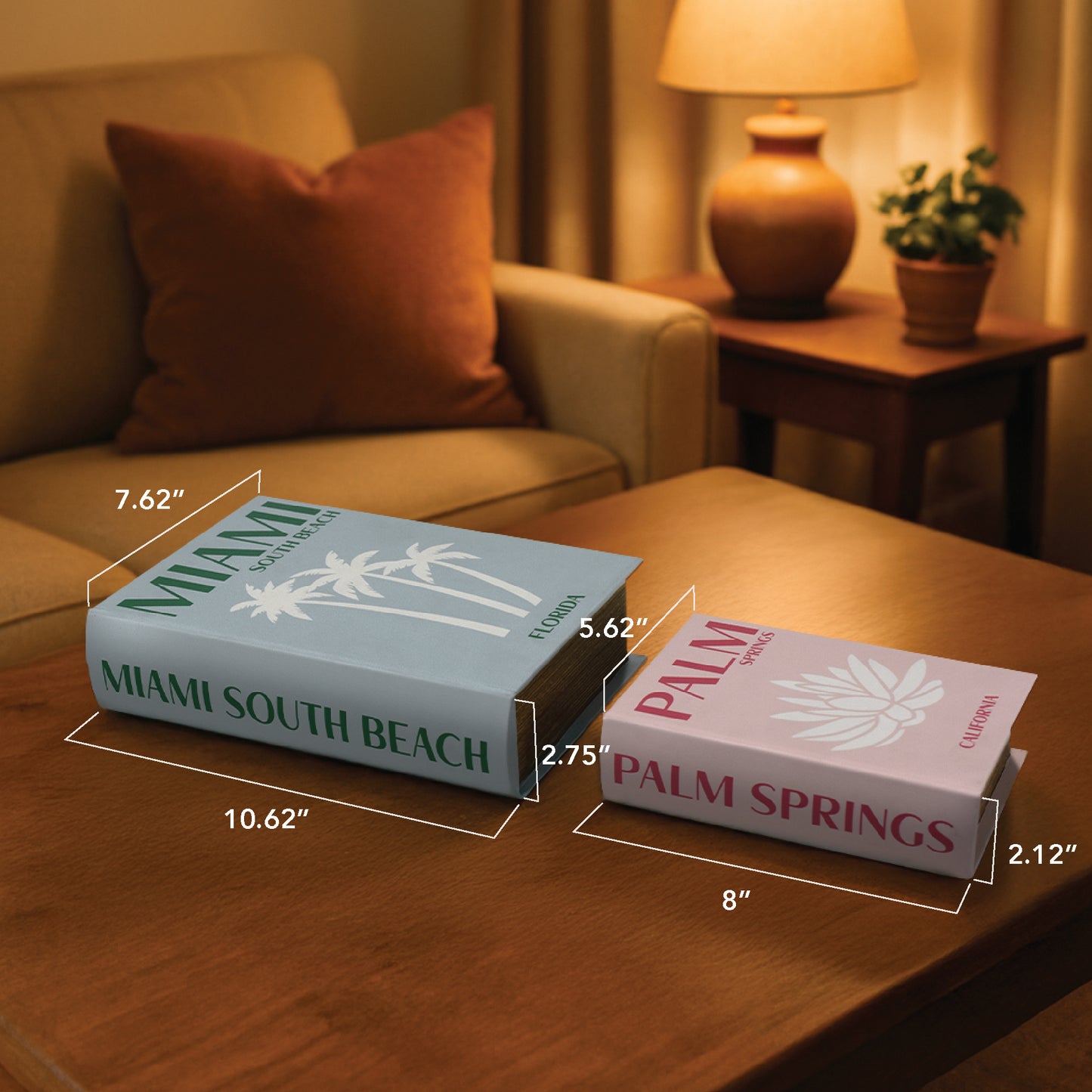Miami South Beach & Palm Springs Faux Leather Book Storage Set