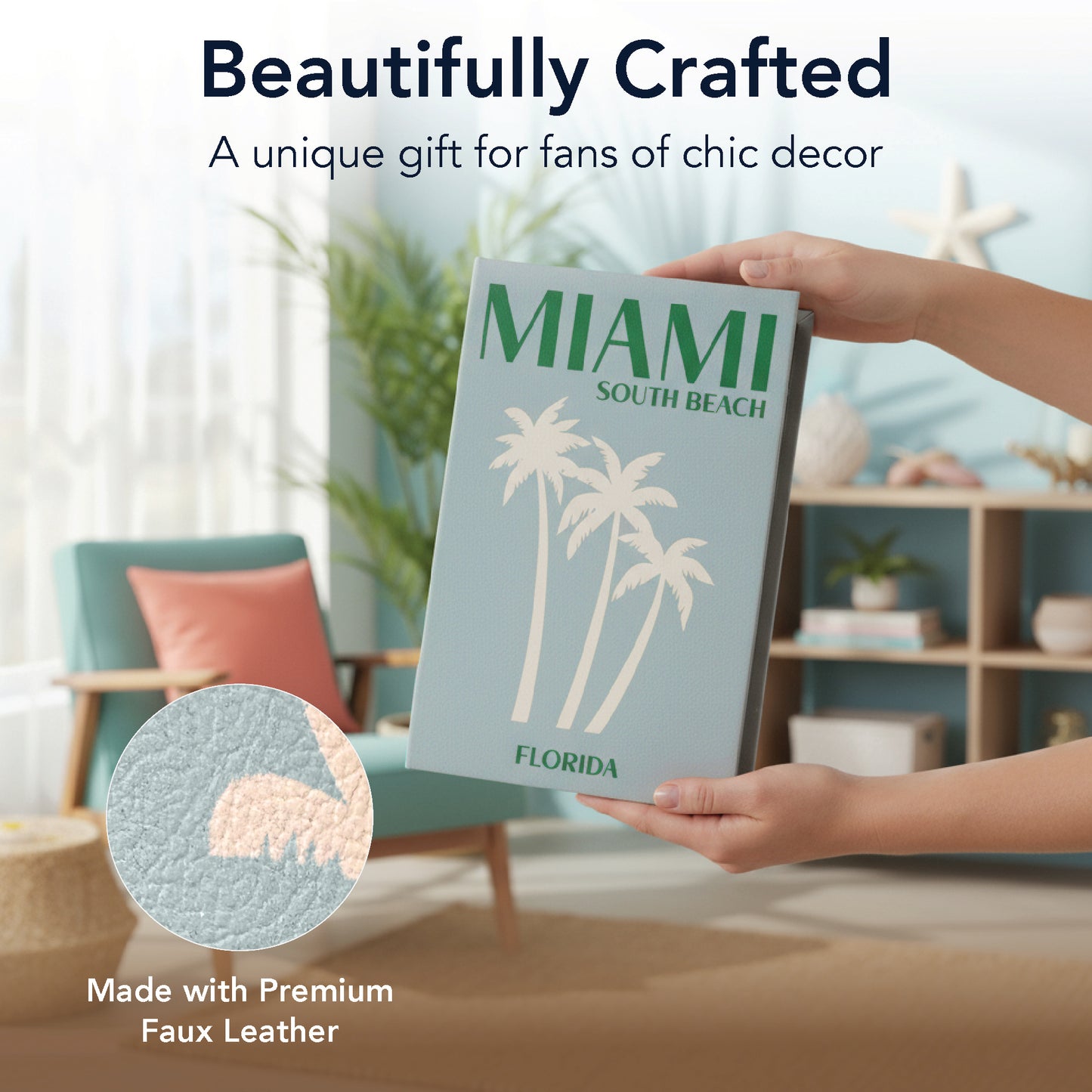 Miami South Beach & Palm Springs Faux Leather Book Storage Set