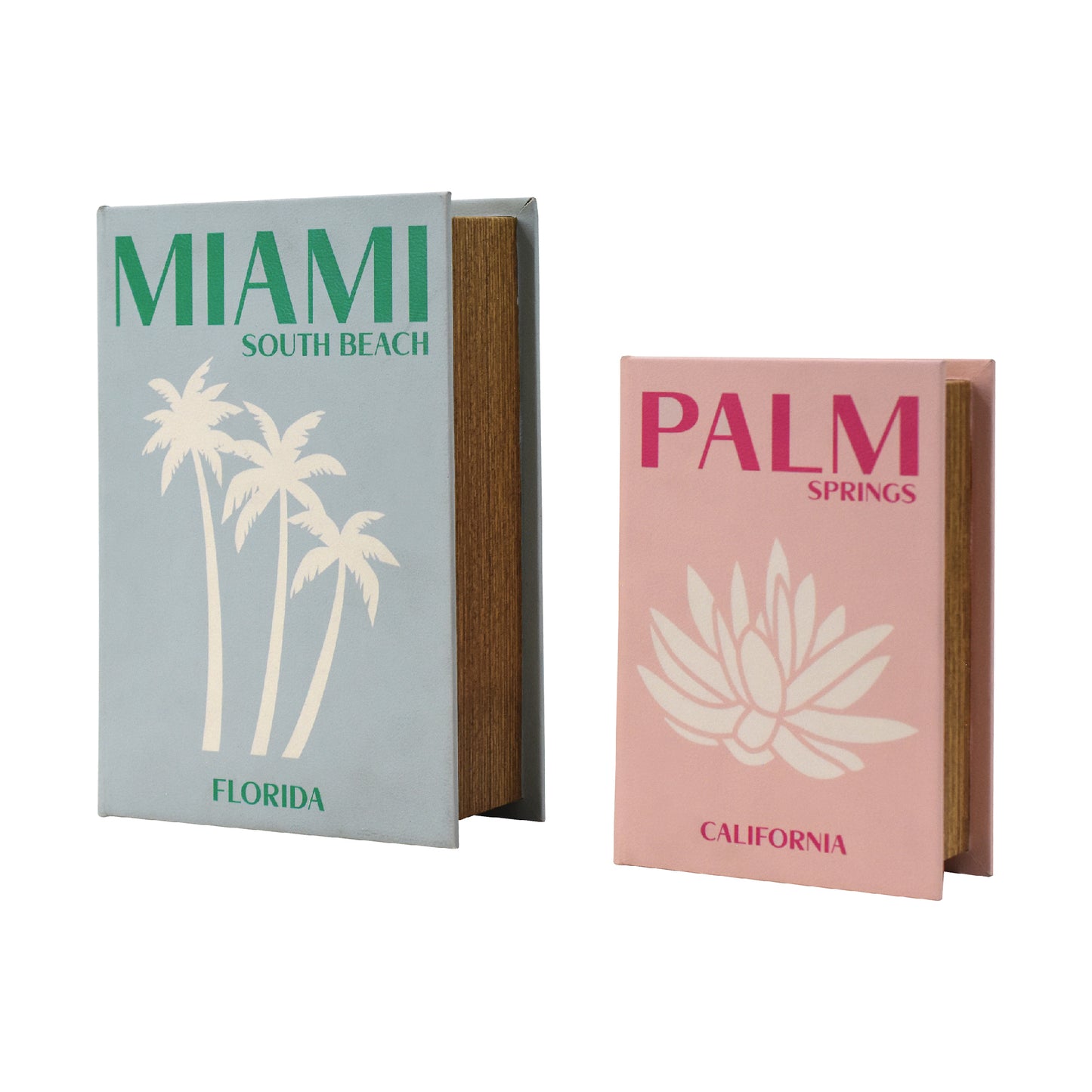 Miami South Beach & Palm Springs Faux Leather Book Storage Set