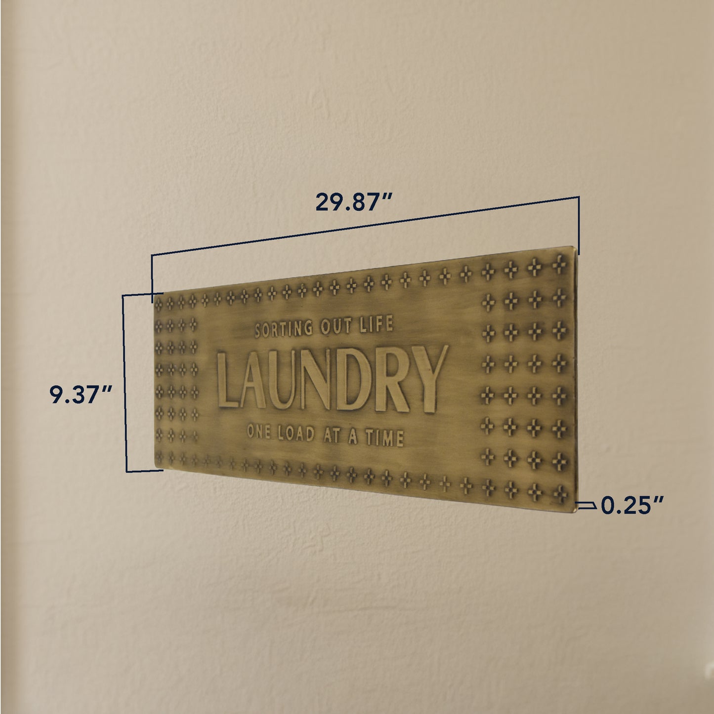 Rustic Antique Brass Laundry Room Metal Sign - Embossed Wall Decor