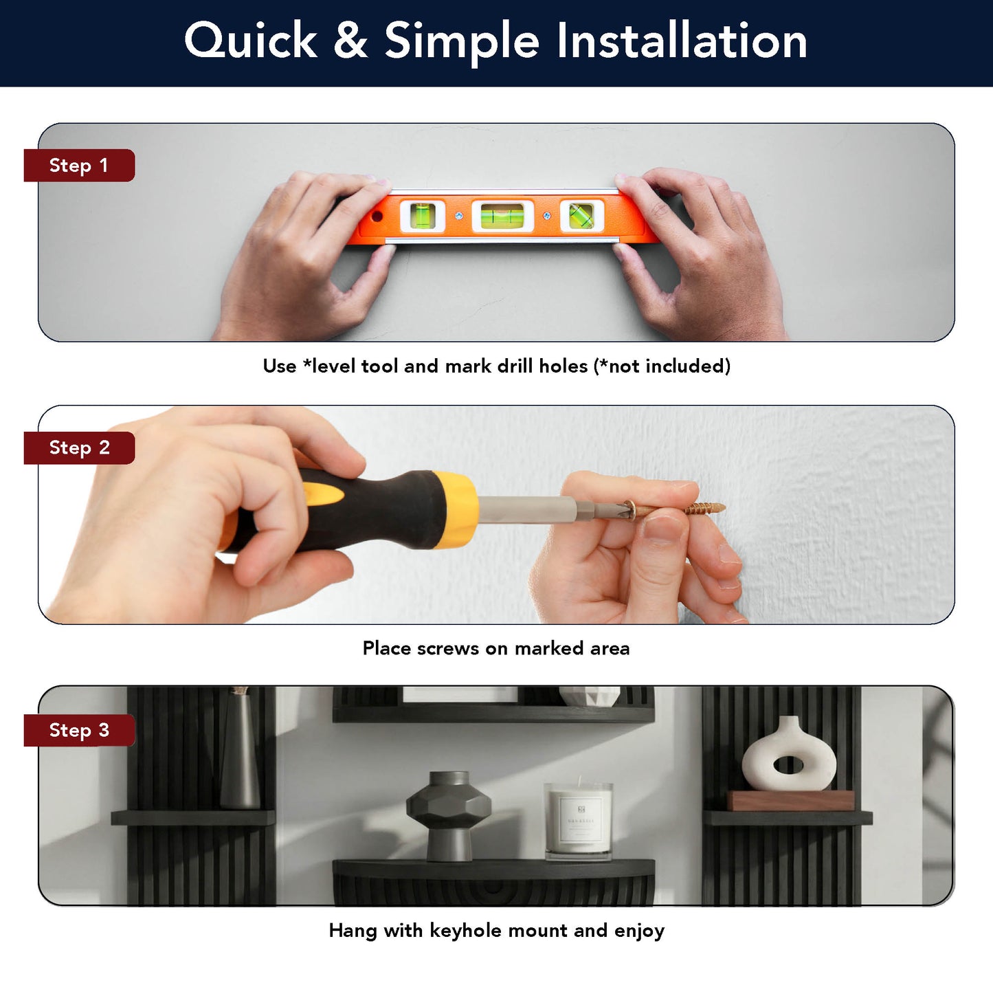 Black Boho Arched Modular Wood Wall Shelf Set