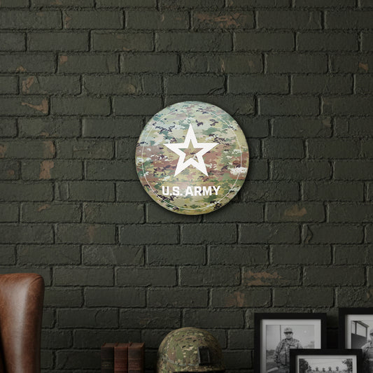 U.S. Army Camo Dome Metal Wall Art Sign - Patriotic Decor