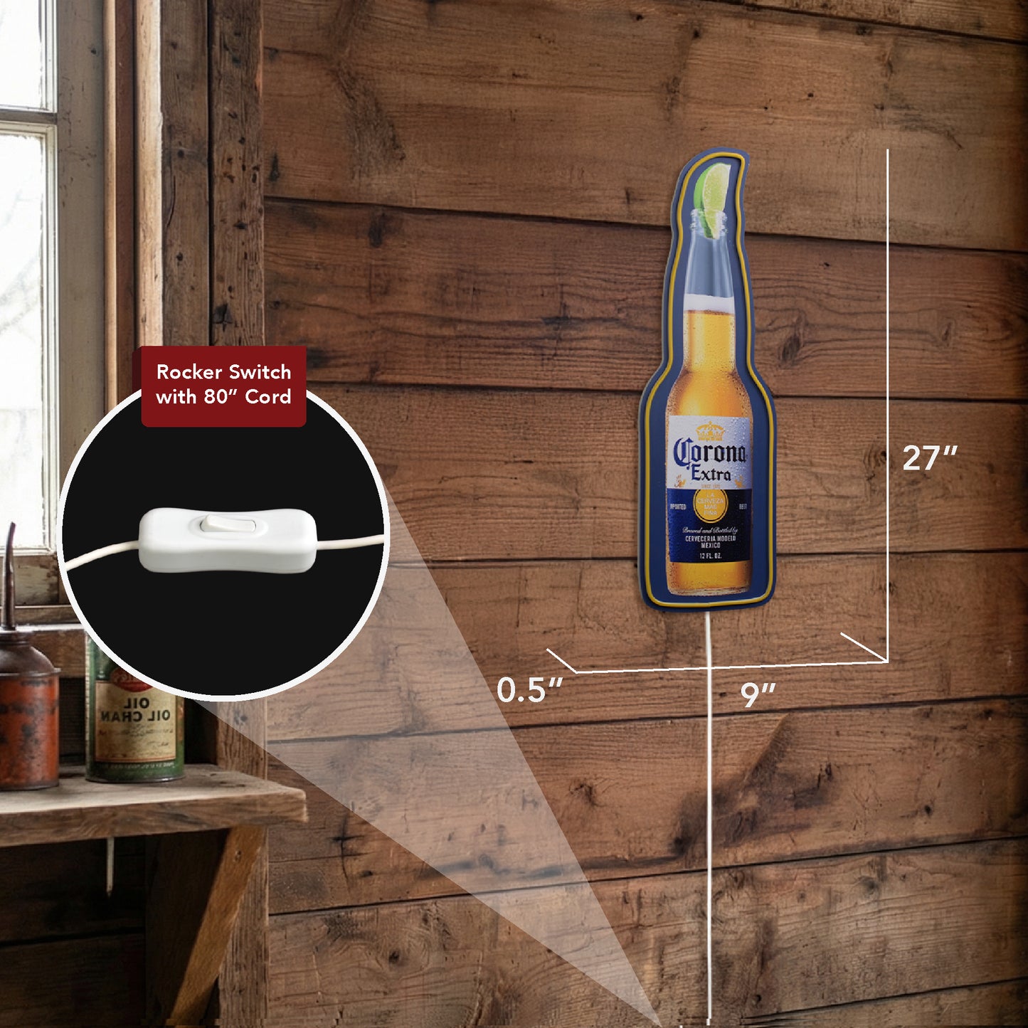 Corona Extra Bottle LED Beer Sign for Bar & Man Cave