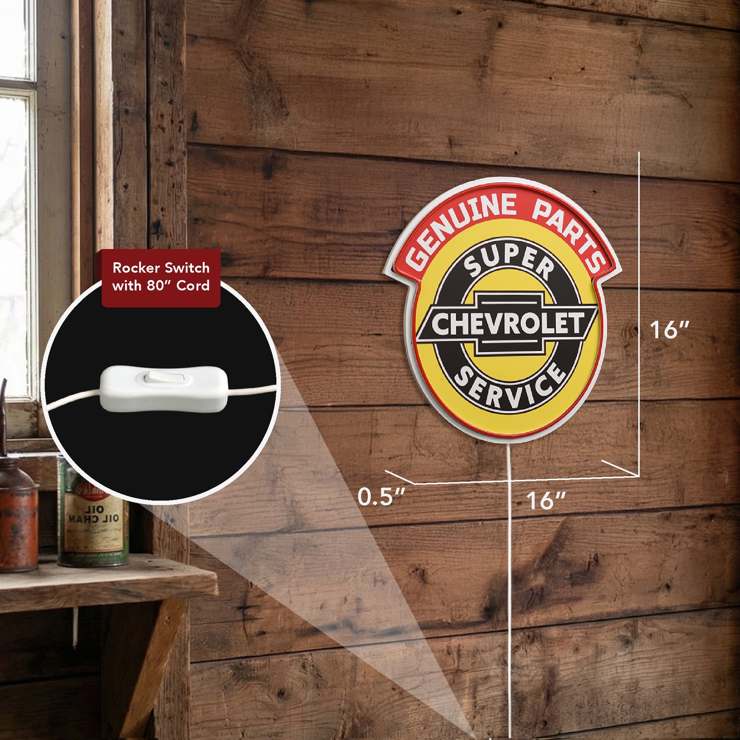 Chevrolet Super Service LED Sign for Garage Wall Decor