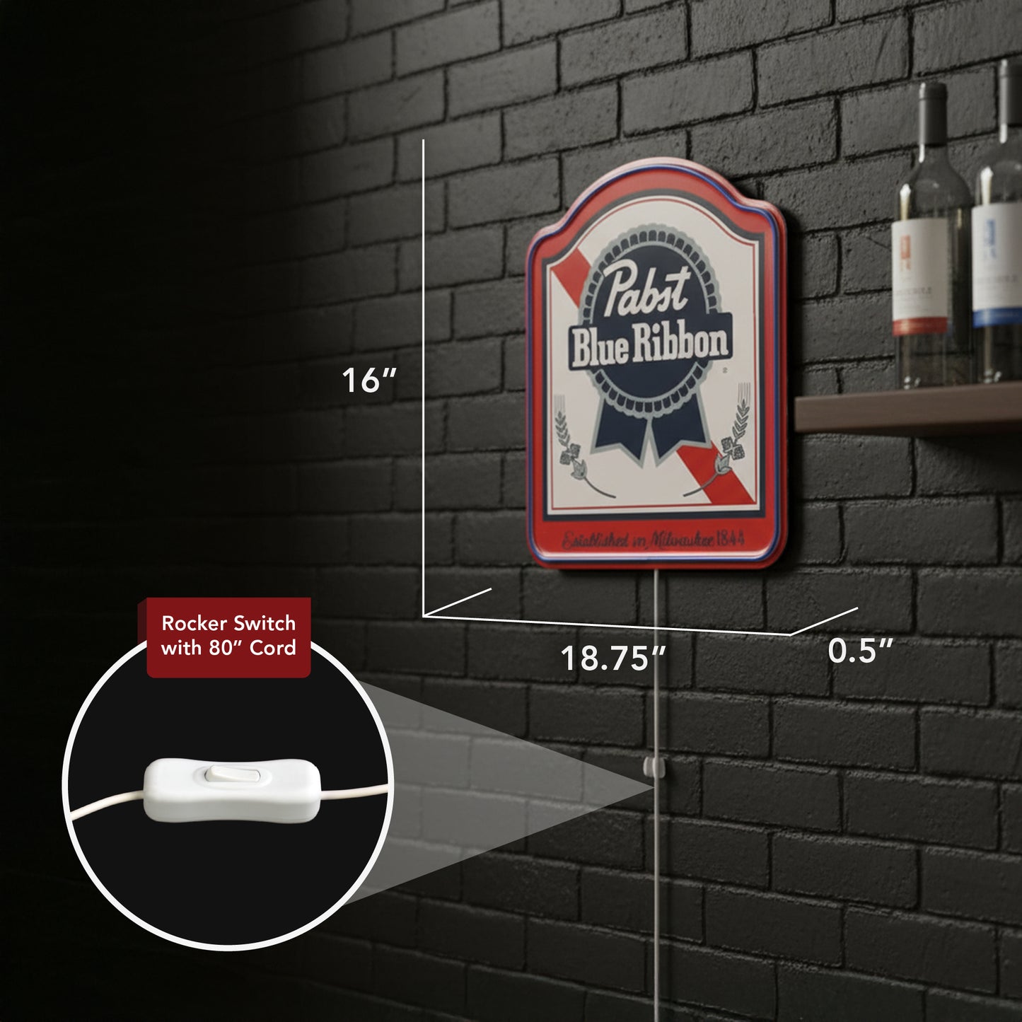 Pabst Blue Ribbon Shield LED Beer Sign for Bar Decor