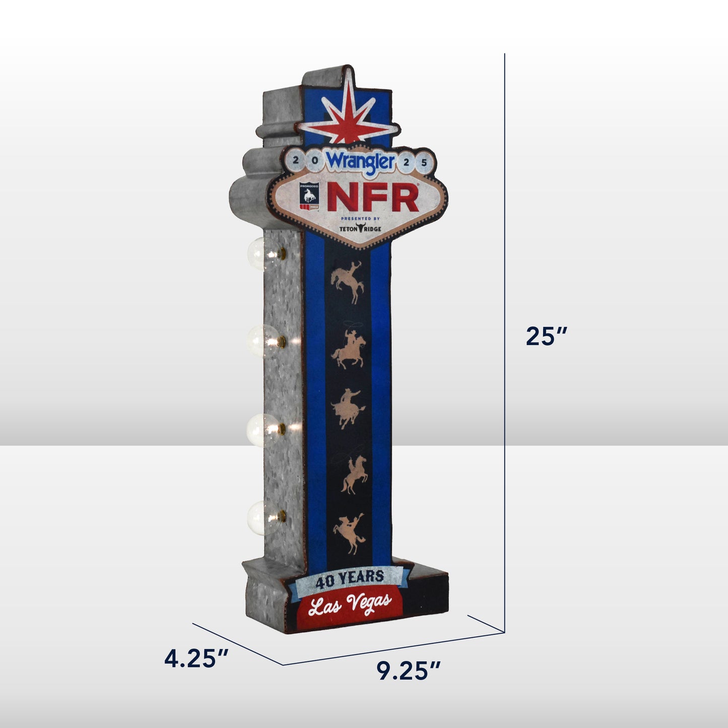 Wrangler NFR 2025 LED Metal Marquee Sign - Western Wall Decor