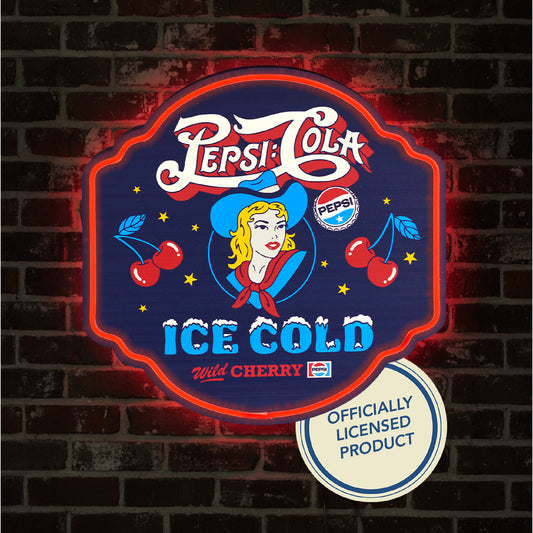 Pepsi Cola Ice Cold 16" Vintage LED Plaque Retro Soda Wall Decor