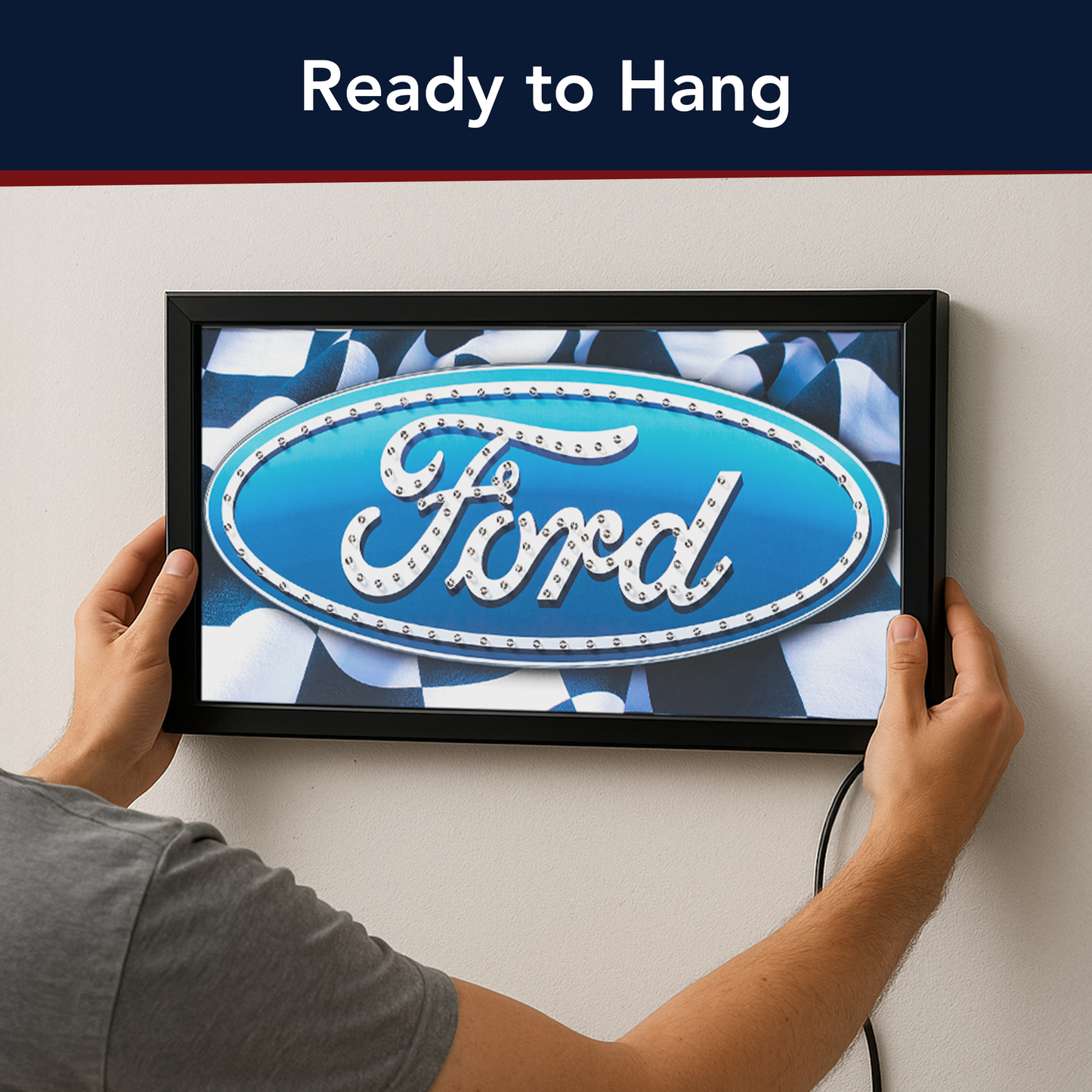 Officially Licensed Ford Logo Framed LED Sign