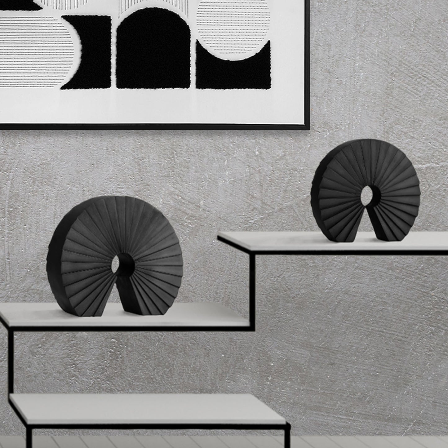 Cascading Curls 2-Piece Resin Table Top Set in Black