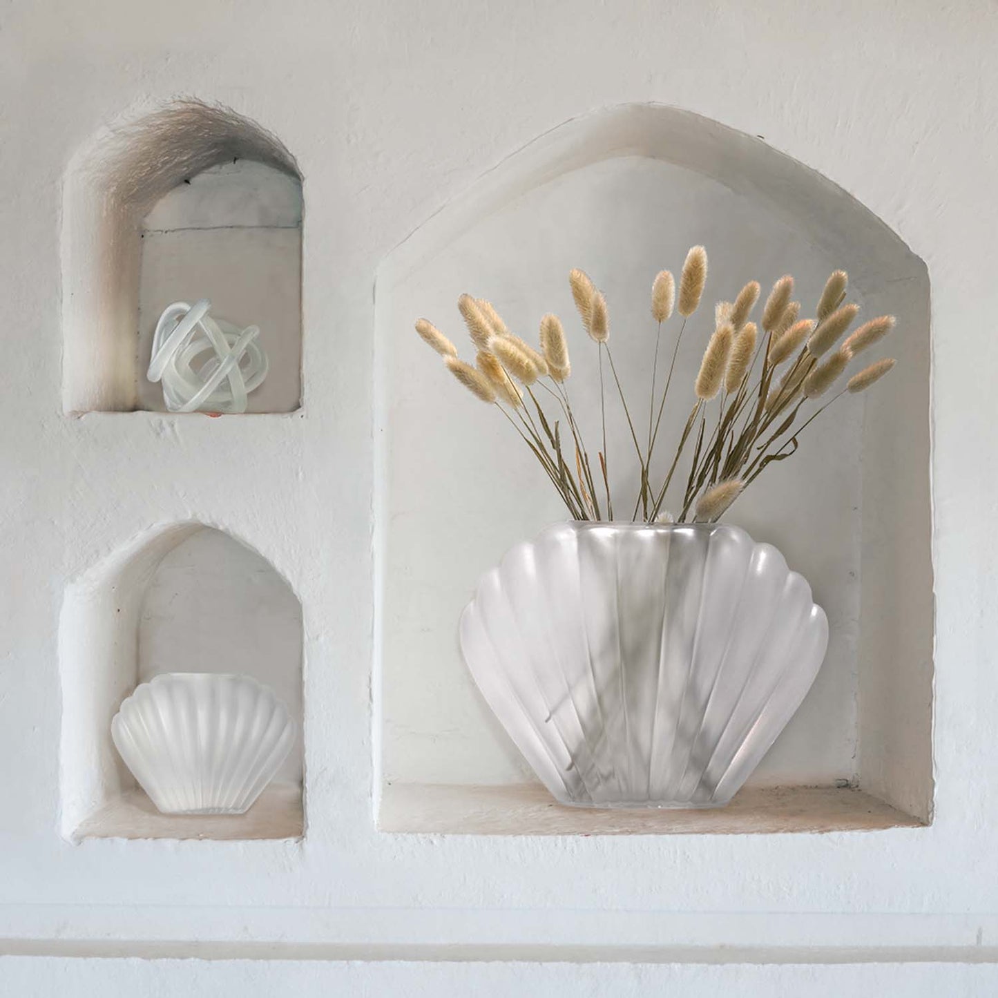Sea Scallops Misted Glass Vase Set
