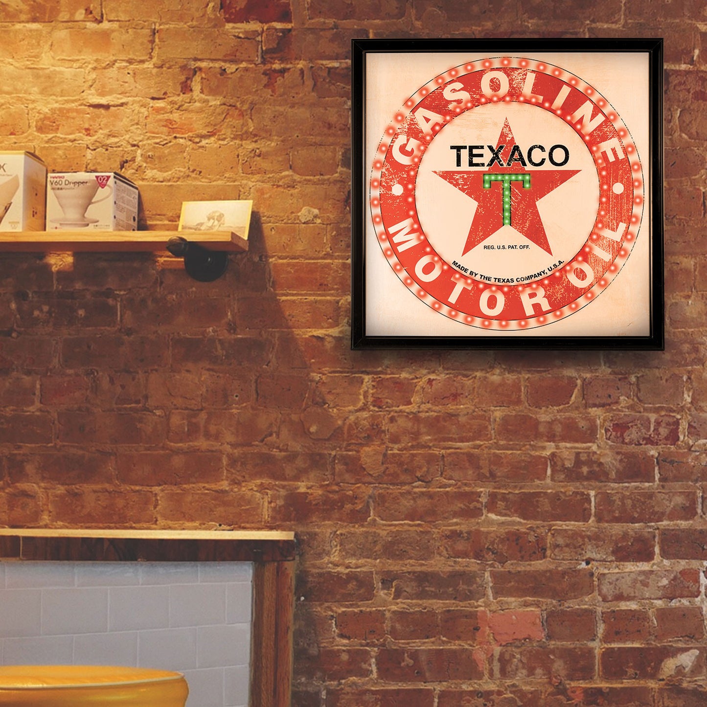 Officially Licensed Texaco Gasoline Motor Oil Framed LED Sign