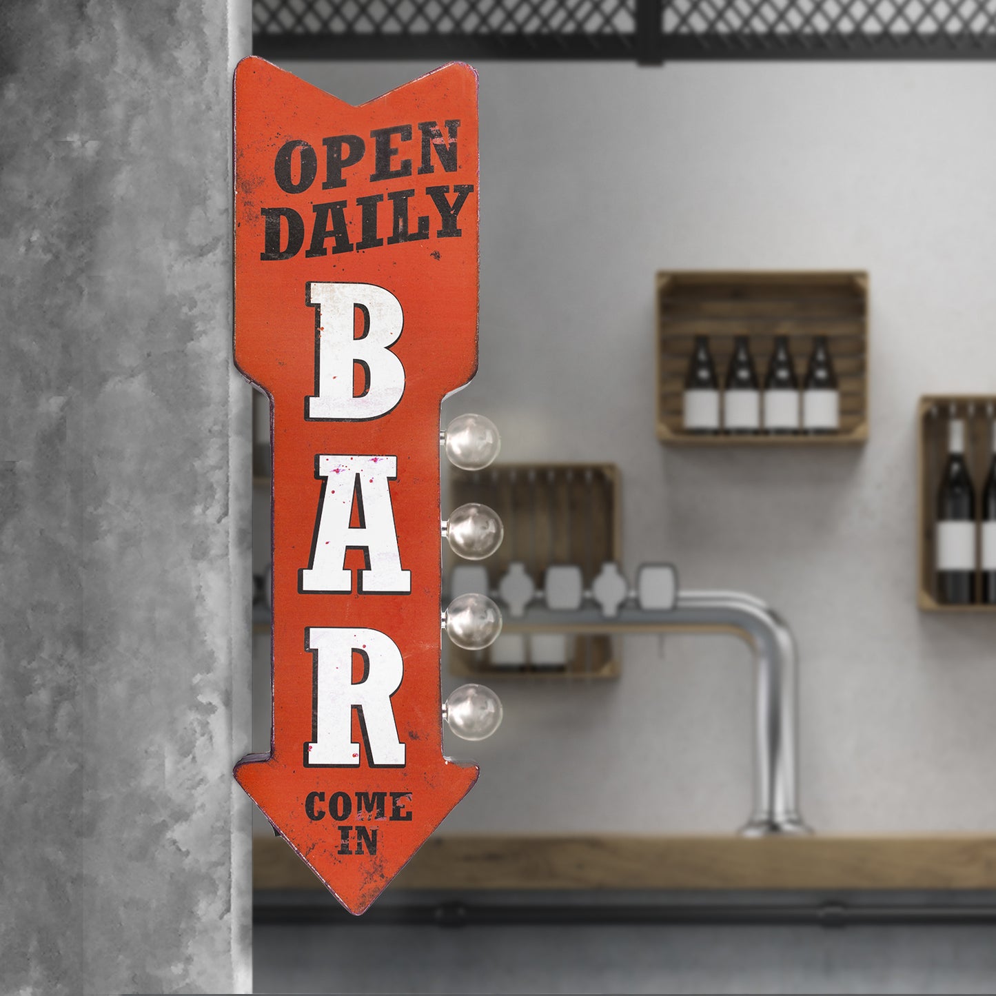 Vintage Bar LED Marquee Arrow Sign Wall Decor