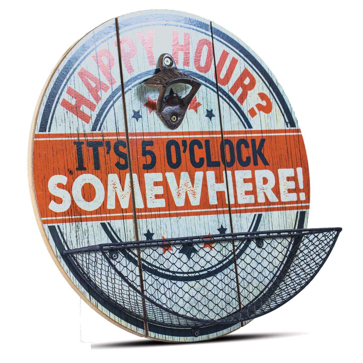 Happy Hour It's 5 O'Clock Somewhere Bottle Opener & Cap Catcher
