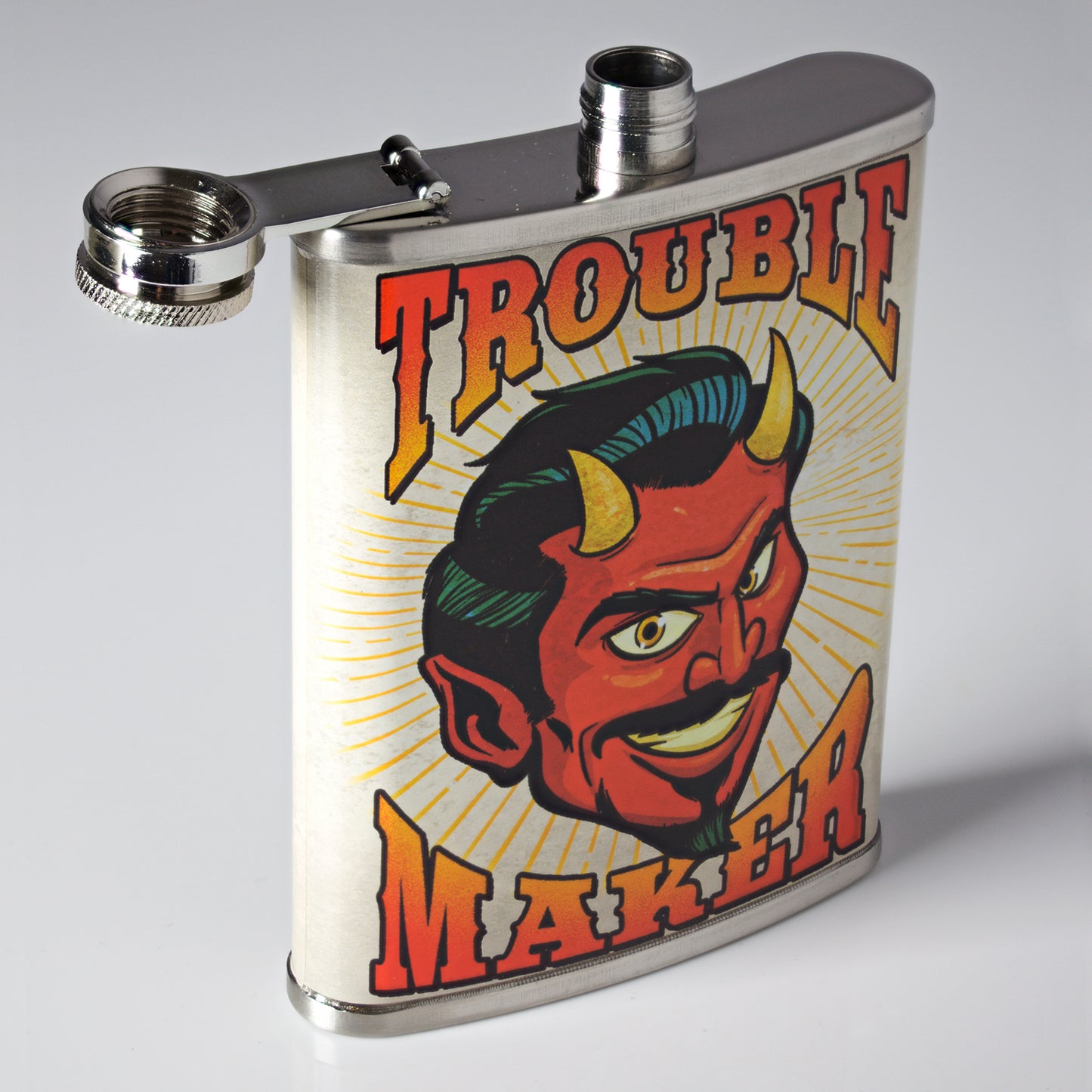 Trouble Maker Stainless Steel 8 oz Liquor Flask