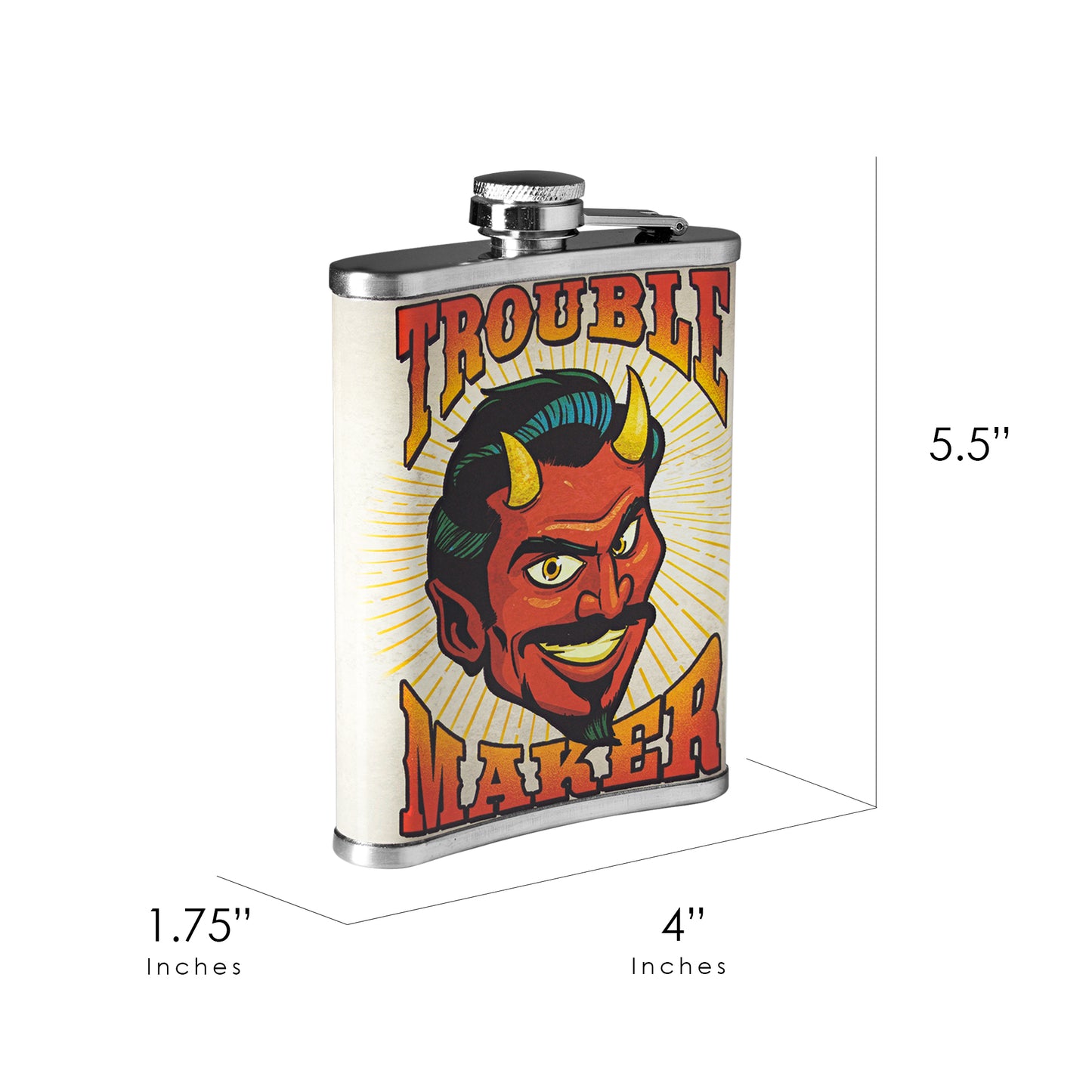 Trouble Maker Stainless Steel 8 oz Liquor Flask