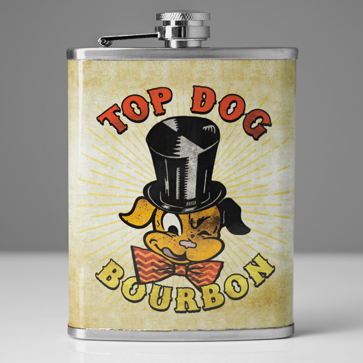 Top Dog Bourbon Stainless Steel 8 oz Liquor Flask