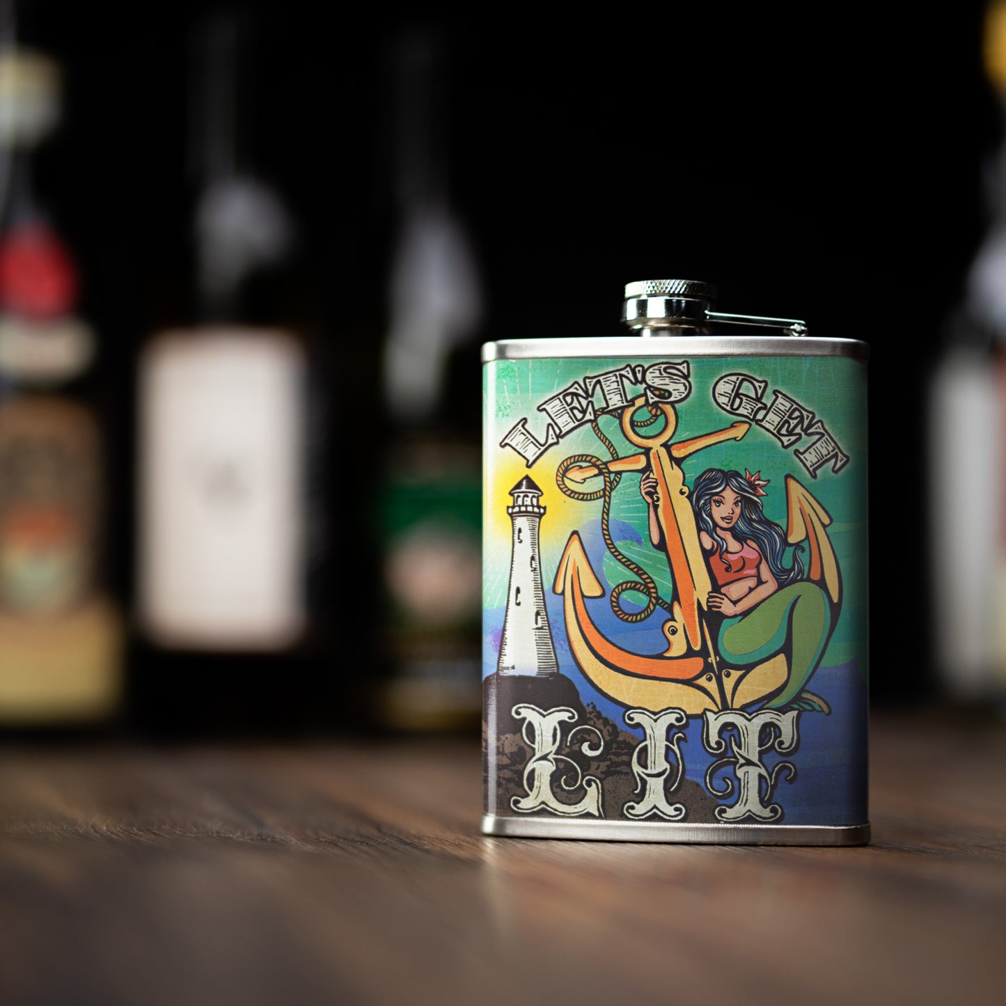 Let’s Get Lit Stainless Steel 8 oz Liquor Flask