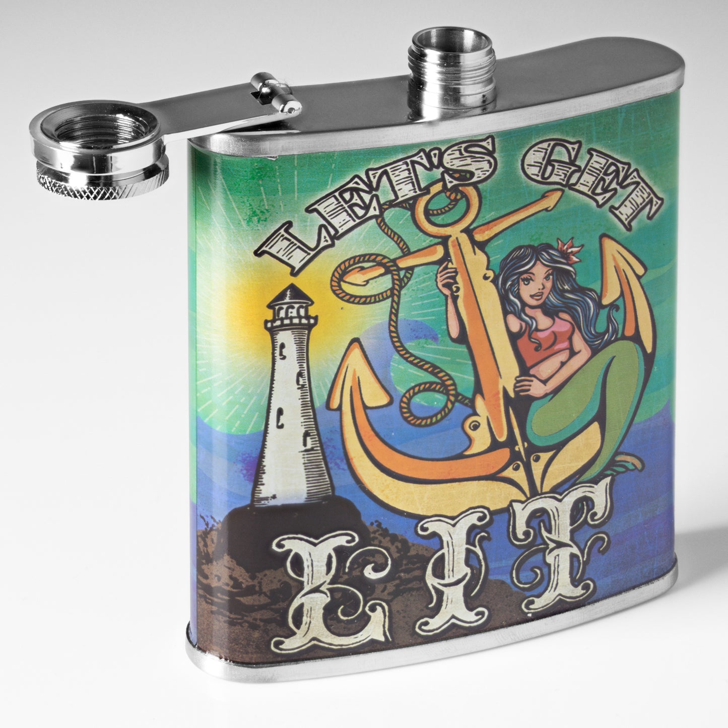 Let’s Get Lit Stainless Steel 8 oz Liquor Flask