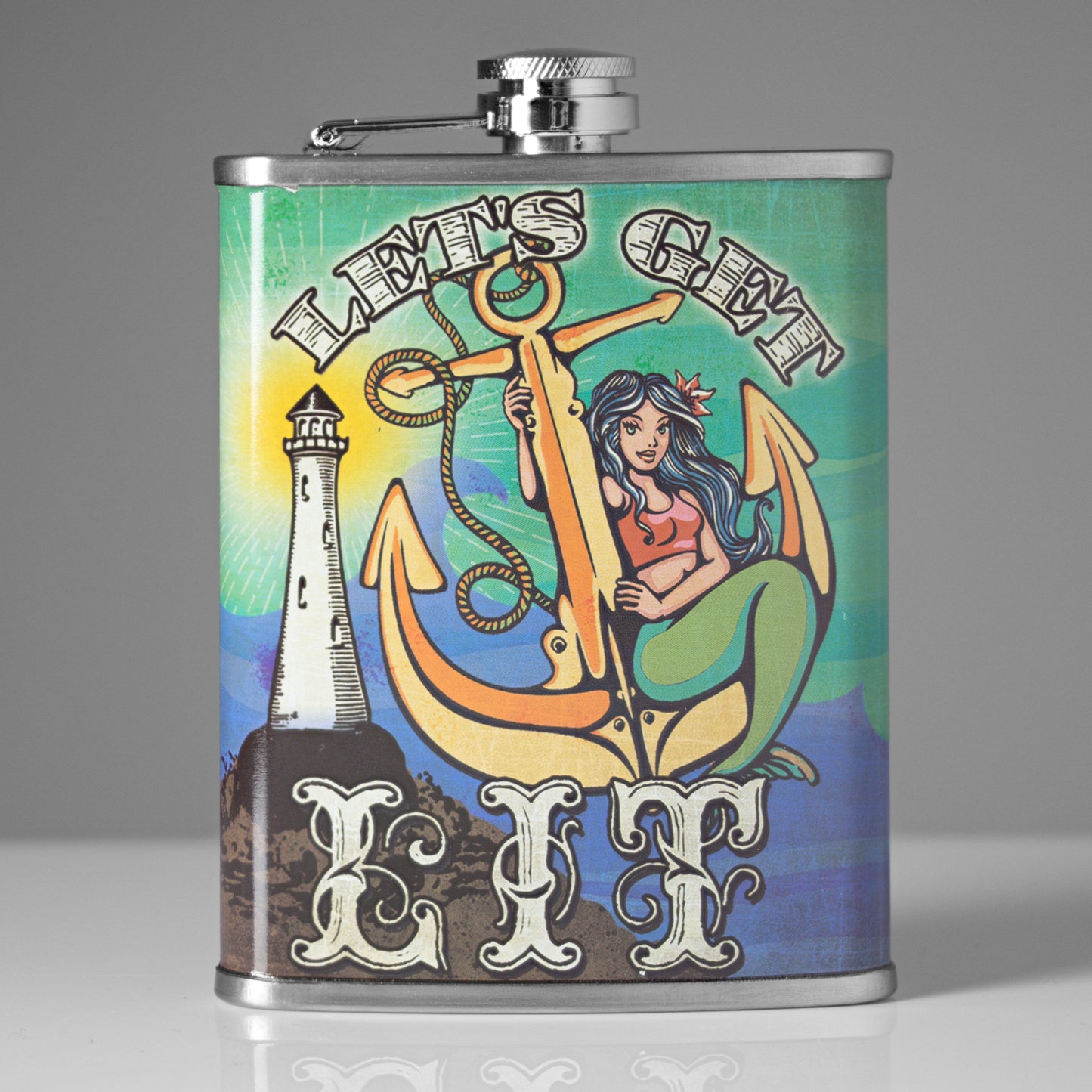 Let’s Get Lit Stainless Steel 8 oz Liquor Flask
