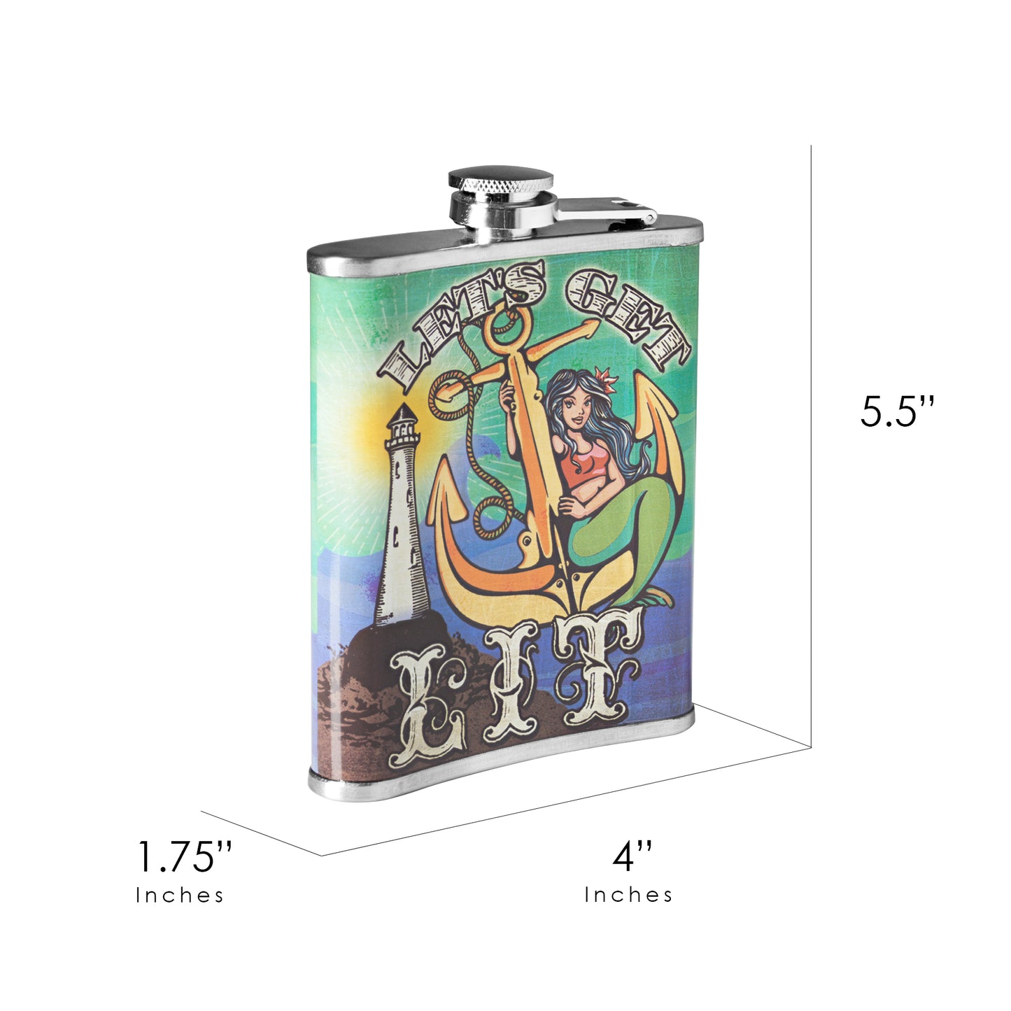 Let’s Get Lit Stainless Steel 8 oz Liquor Flask