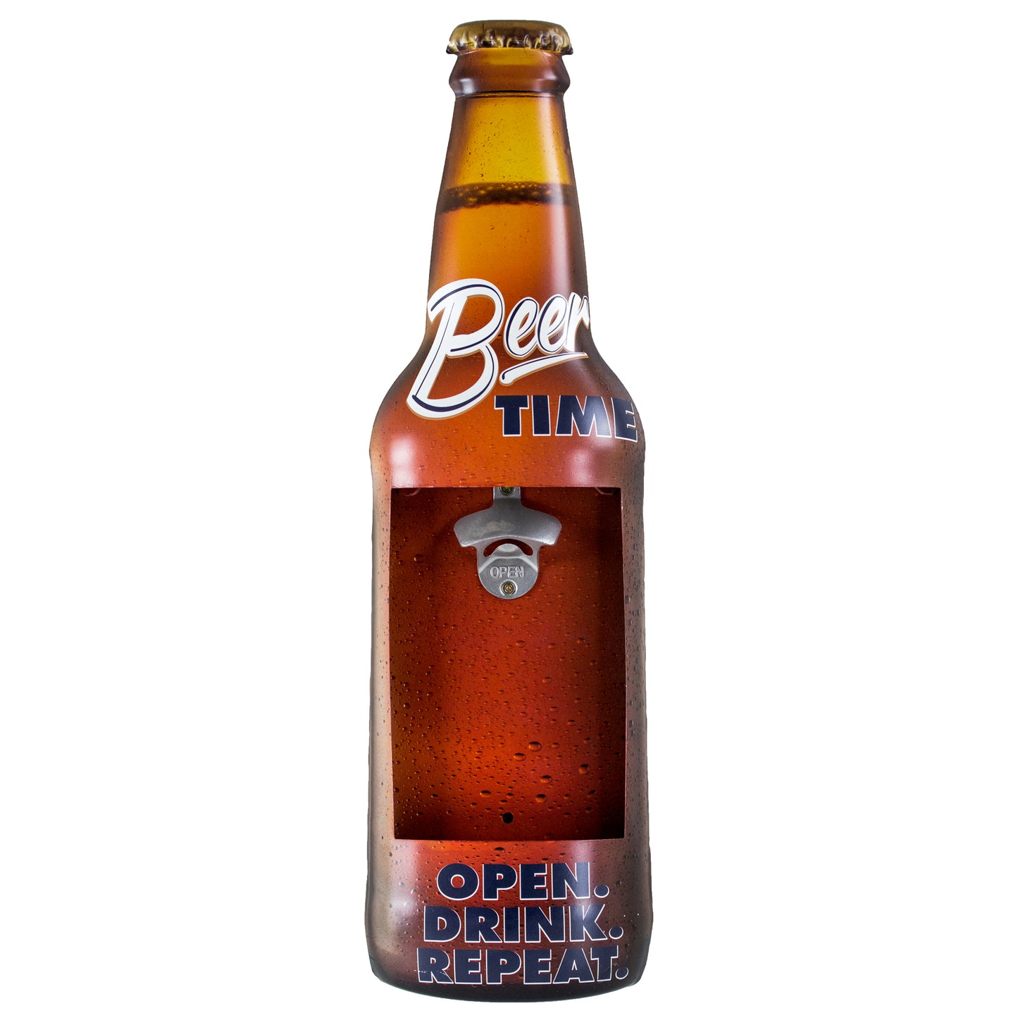 Beer Time Wall Mounted Bottle Opener & Cap Catcher