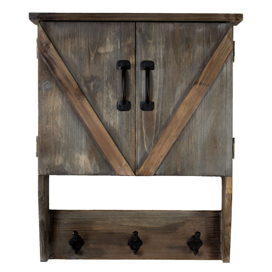Rustic Hanging Storage Cabinet & Hooks