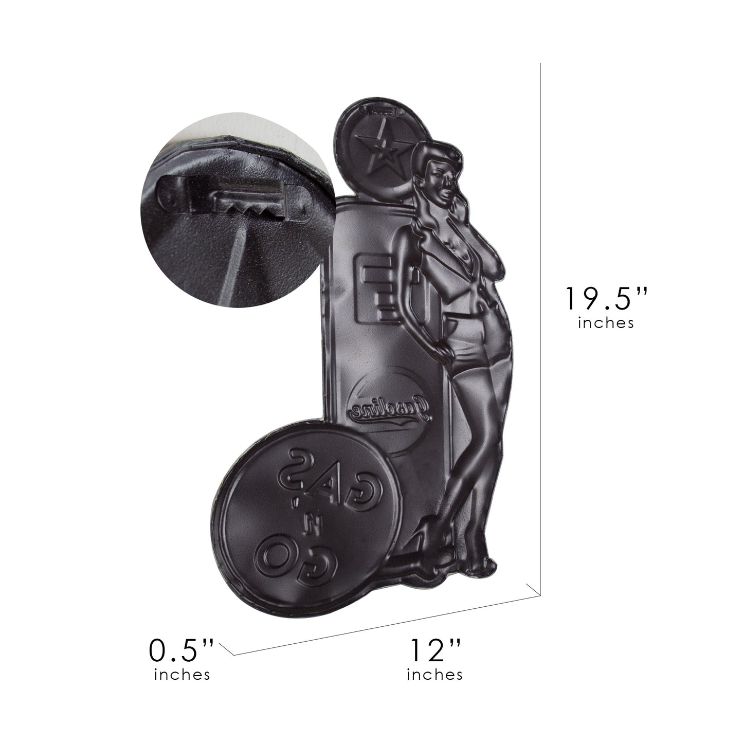 Gas n' Go Pinup Girl Embossed Metal Sign