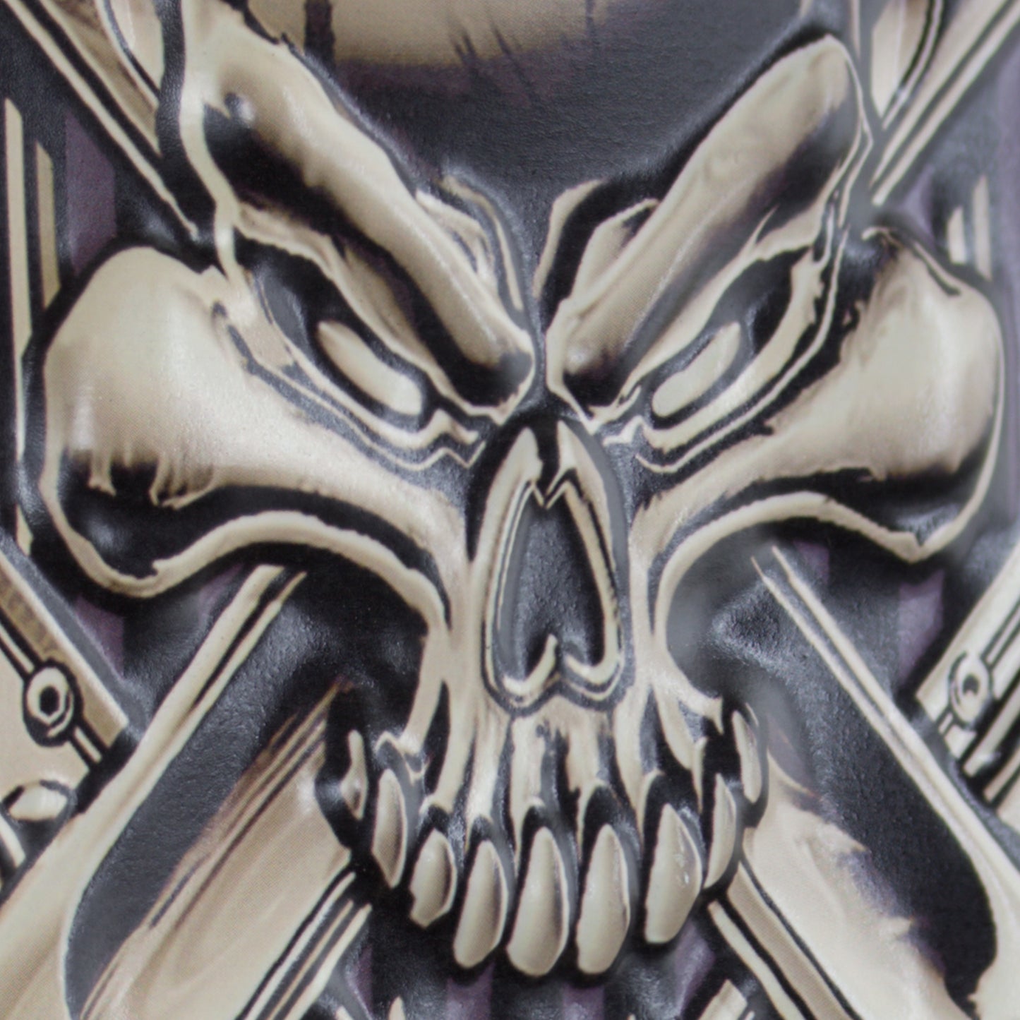 Gearhead Skull Embossed Metal Sign