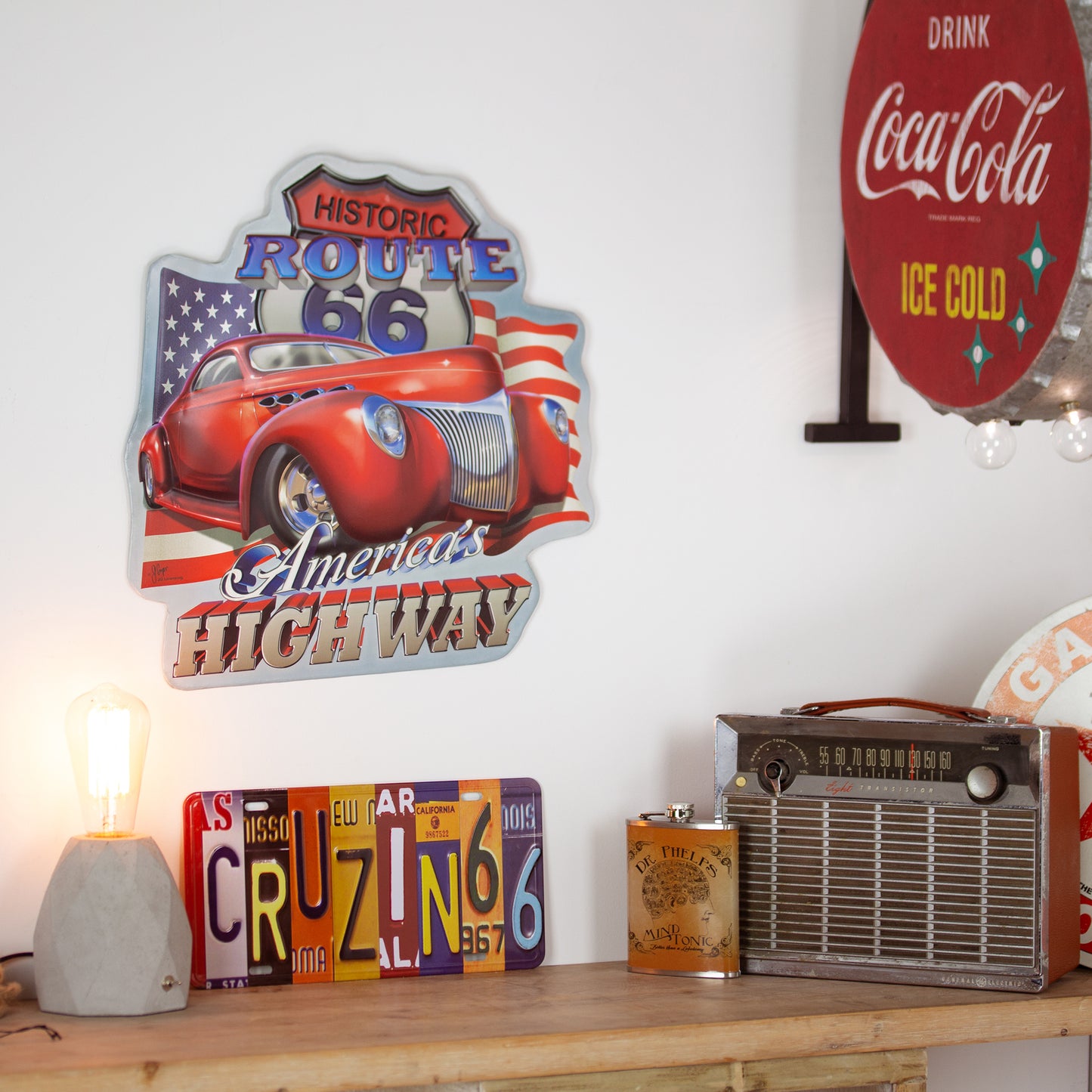 Historic Route 66 America's Highway Embossed Metal Sign