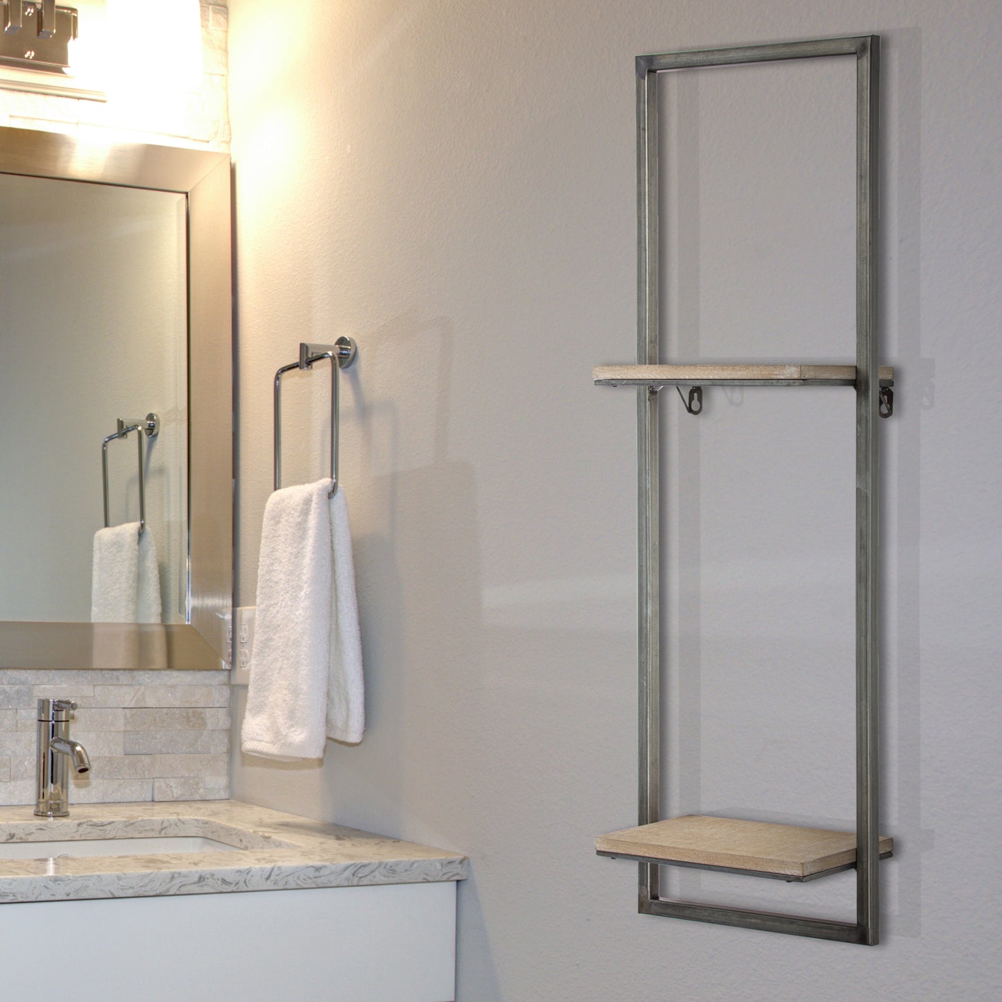Rustic Hanging Two Shelves Rack