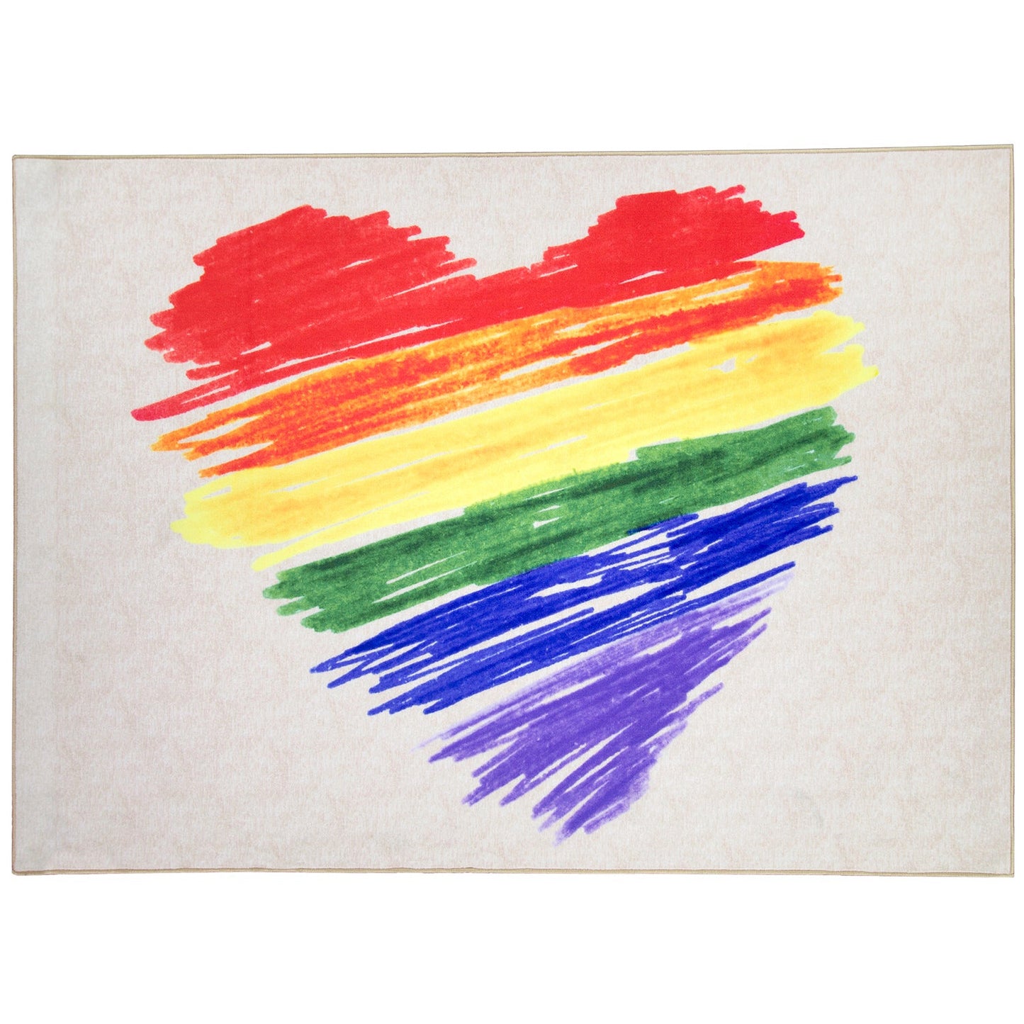 Pride Rainbow Brushstroke Heart Area Rug (5'x7')
