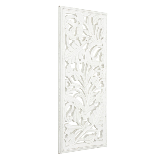 Hand-Carved Medallion Wall Art - White (30" x 15")