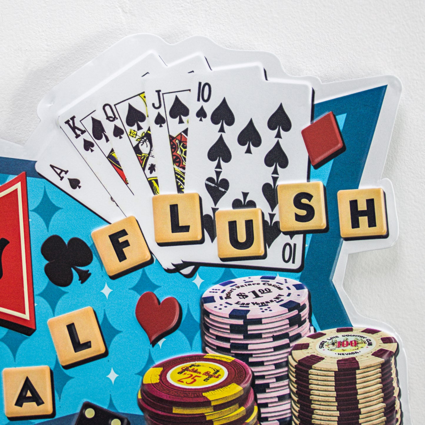 Viva Las Vegas Royal Flush Embossed Metal Sign