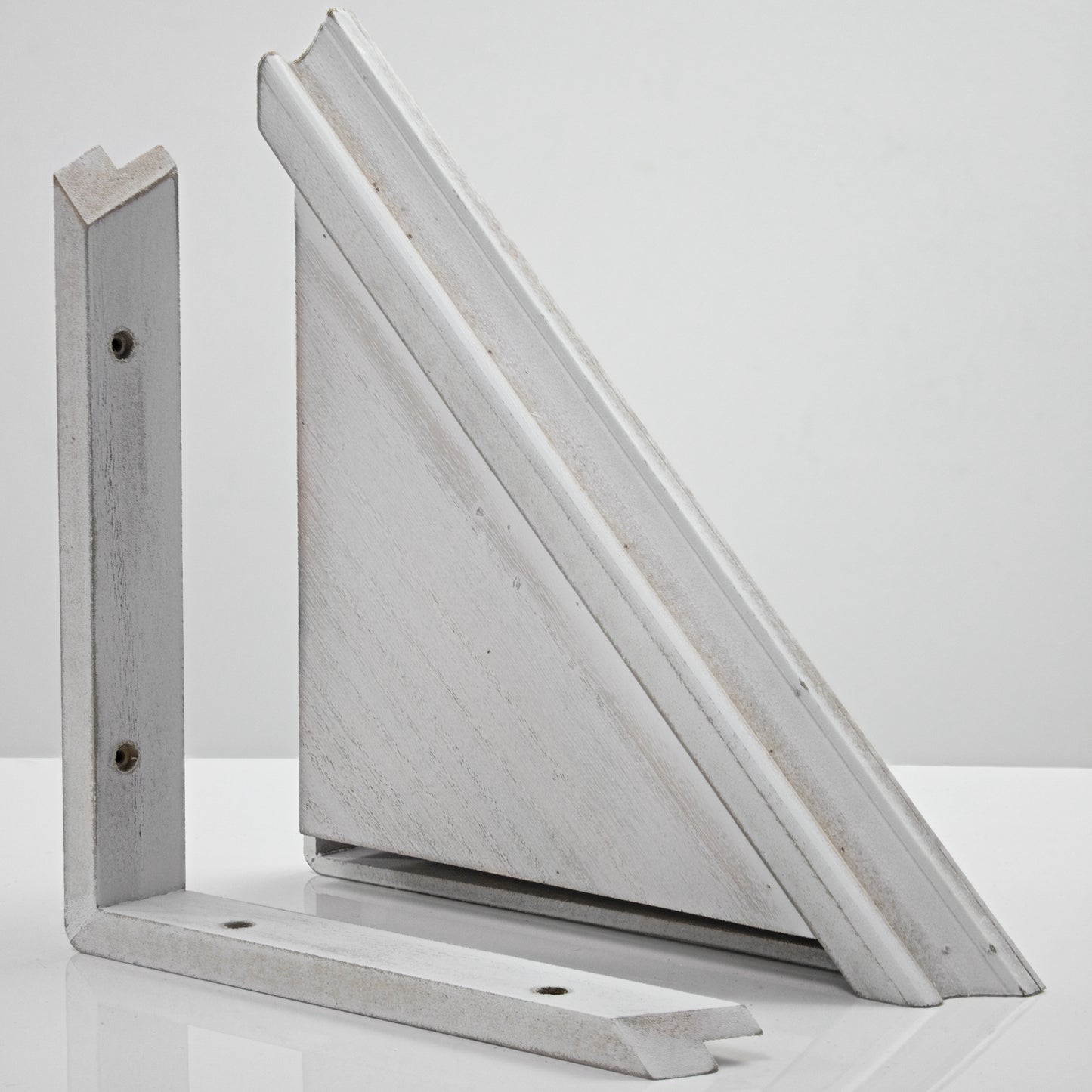 Beveled Wood Floating Corner Shelves (Set of 2) - White