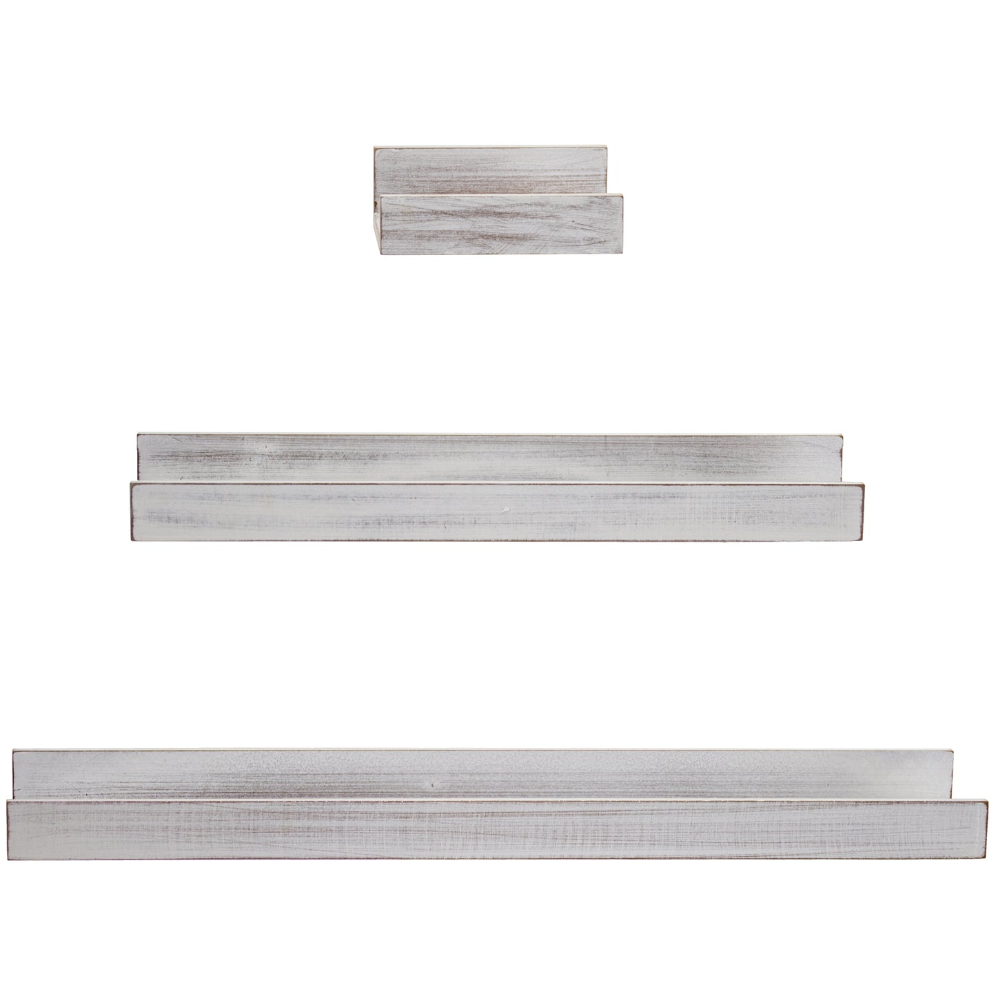 Whitewashed Wood Picture Ledge Floating U Wall Shelves - Set of 3