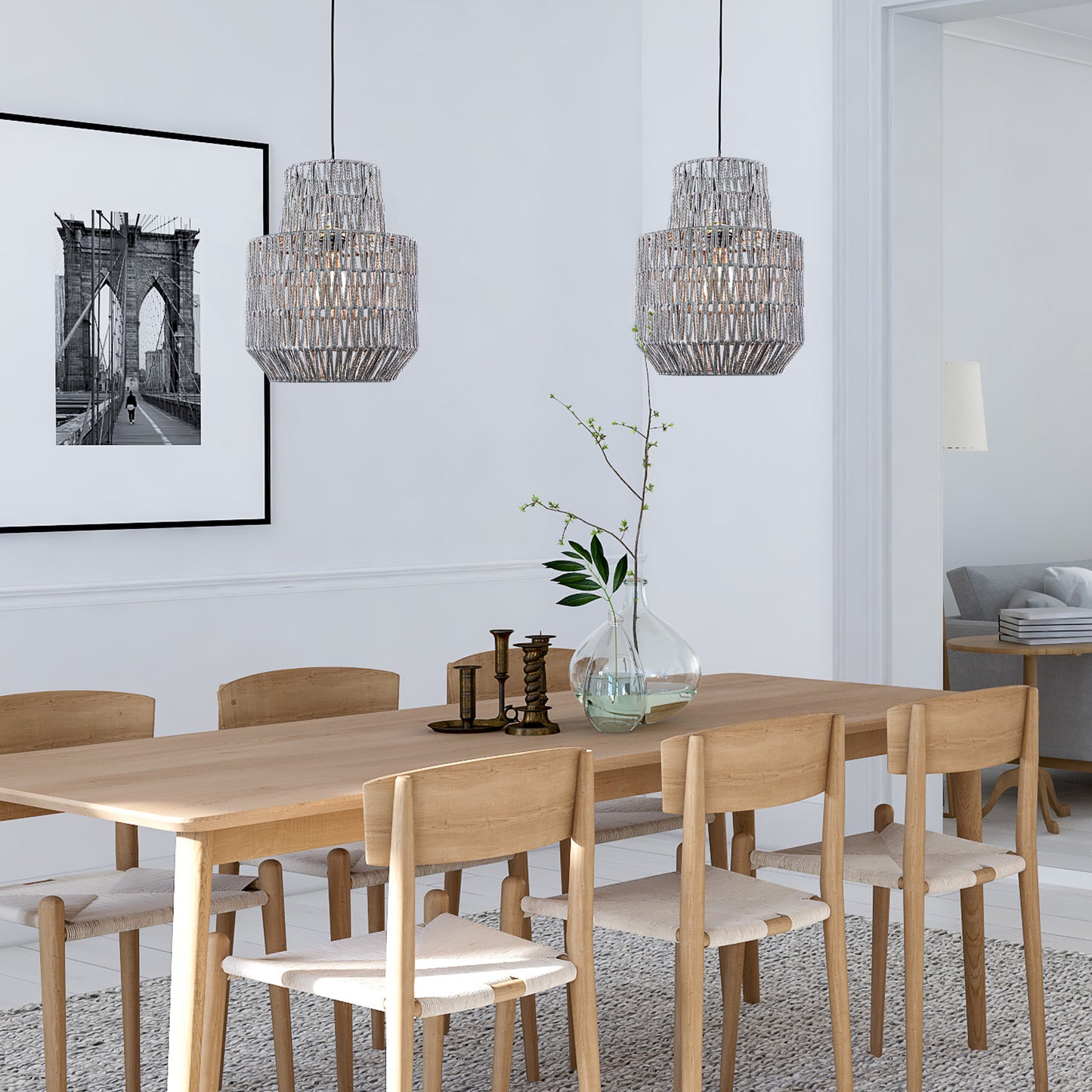 Woven Rope Hanging Pendant Lamp