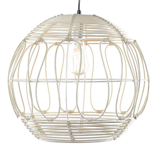 Wicker Globe Style Hanging Pendant Lamp