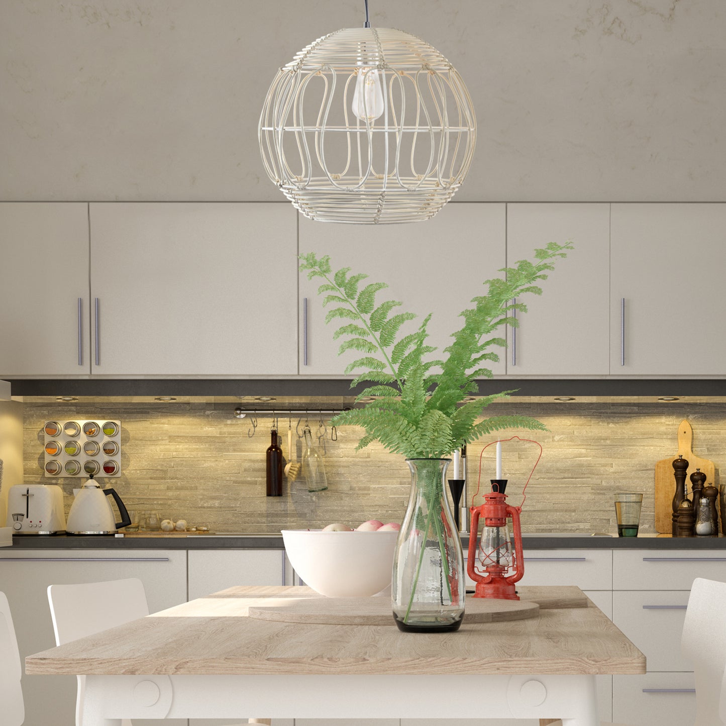 Wicker Globe Style Hanging Pendant Lamp