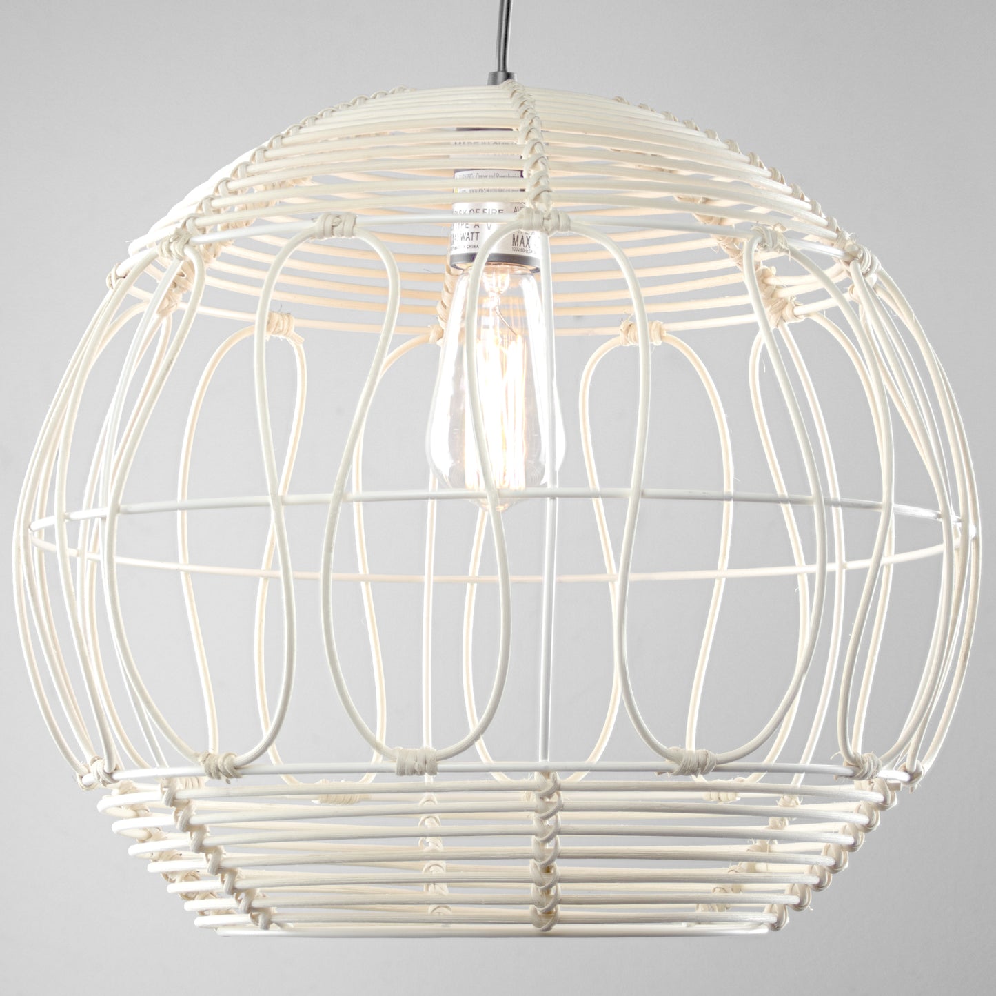 Wicker Globe Style Hanging Pendant Lamp