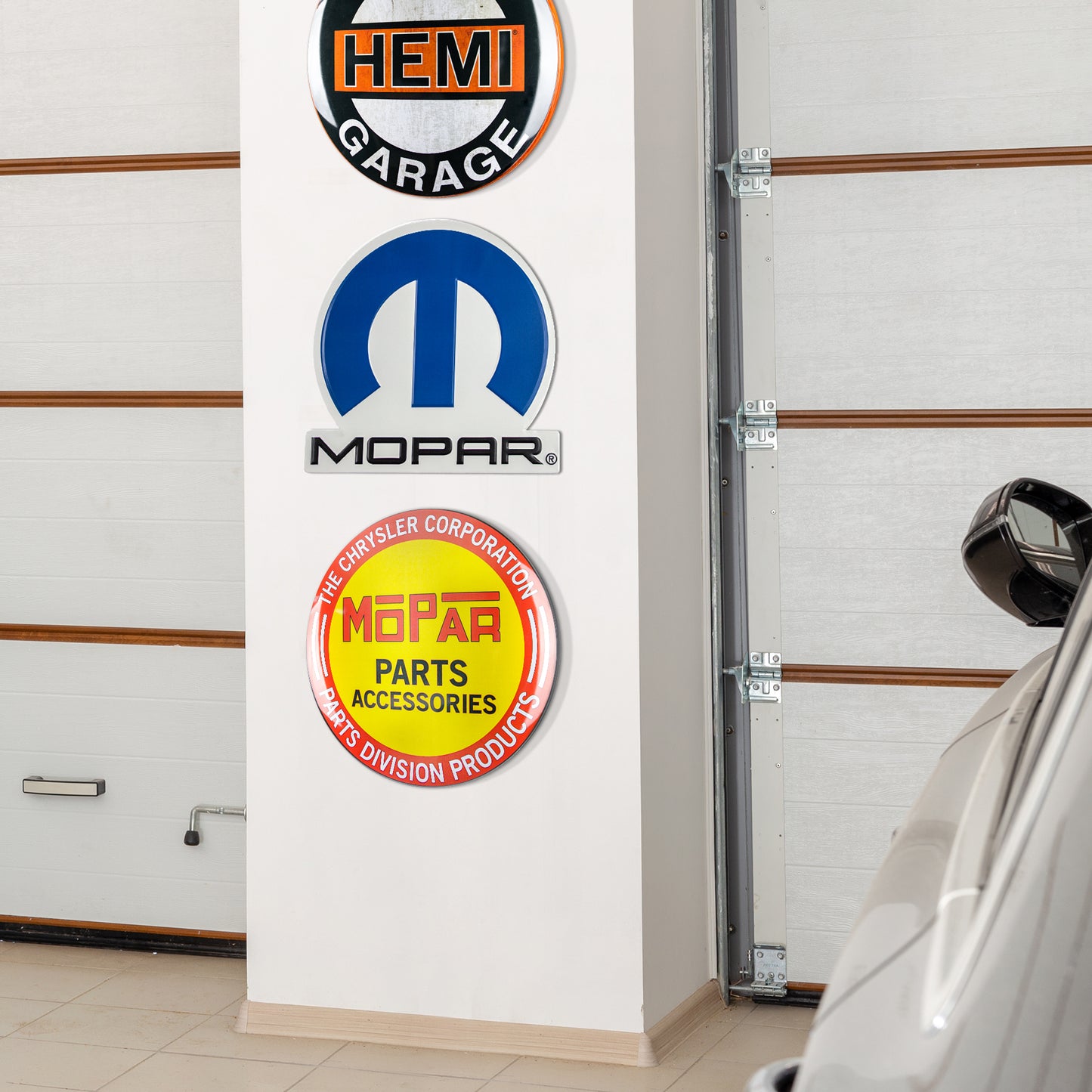 Mopar Logo Embossed Metal Wall Decor Sign 16"