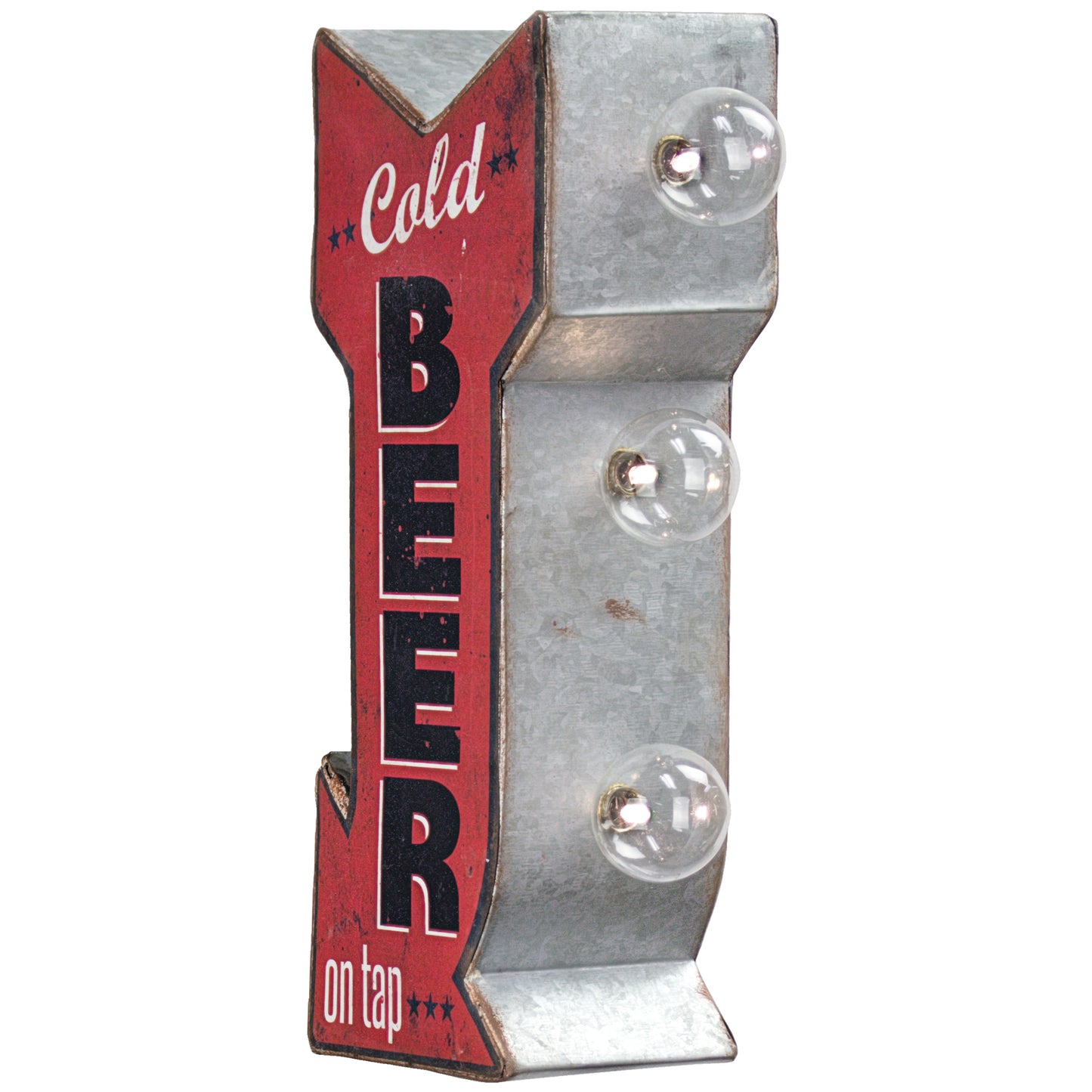 Cold Beer On Tap Vintage Mini LED Marquee Arrow Sign (12” x 5.25”)