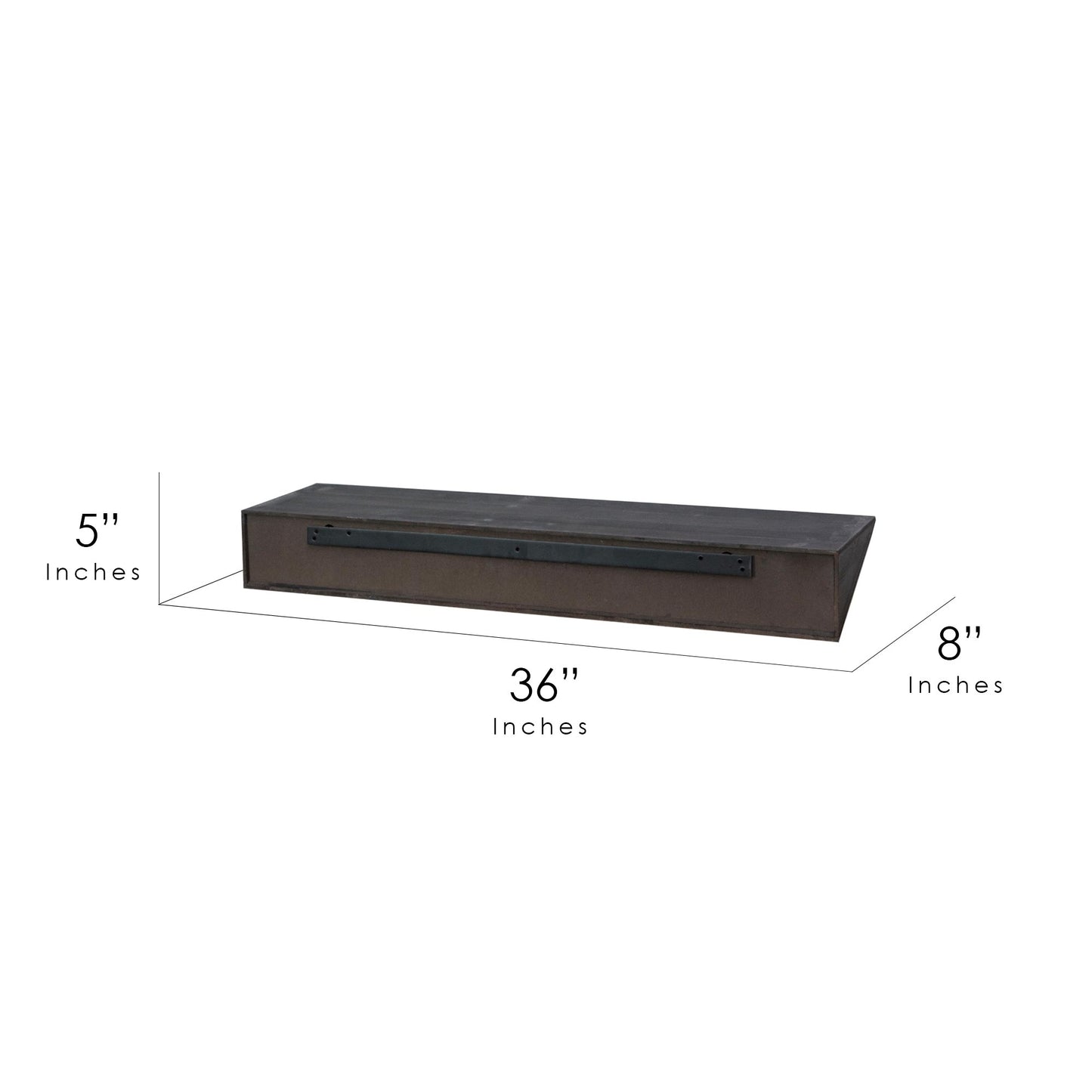 Large Wedge Wood Floating Wall Shelf - Black