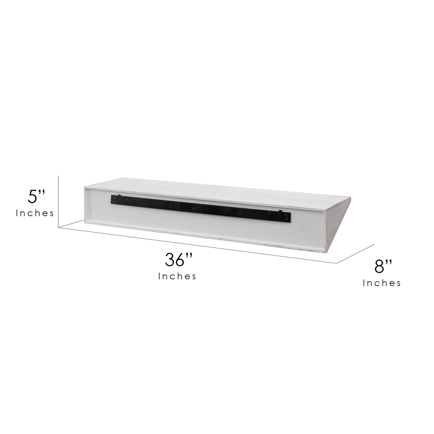 Large Wedge Wood Floating Wall Shelf - White