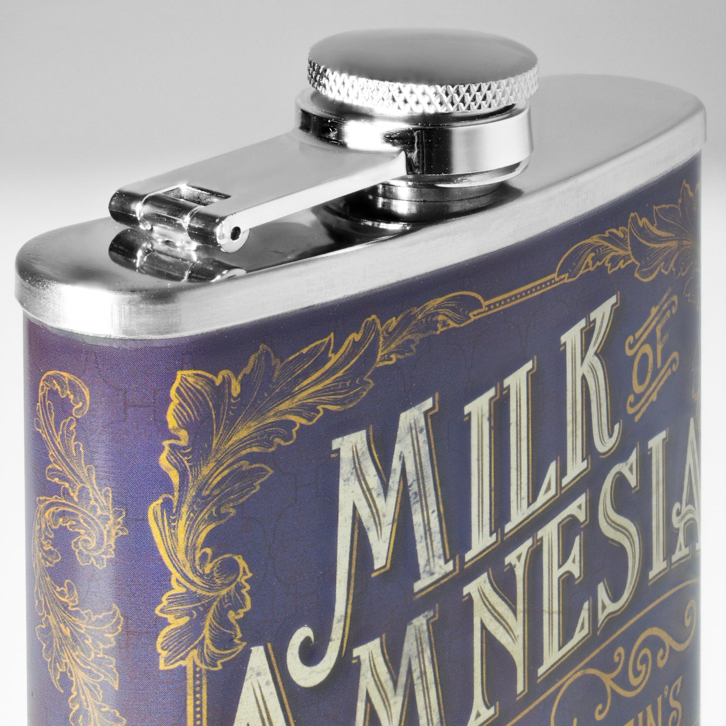 Milk of Amnesia Stainless Steel 8 oz Liquor Flask
