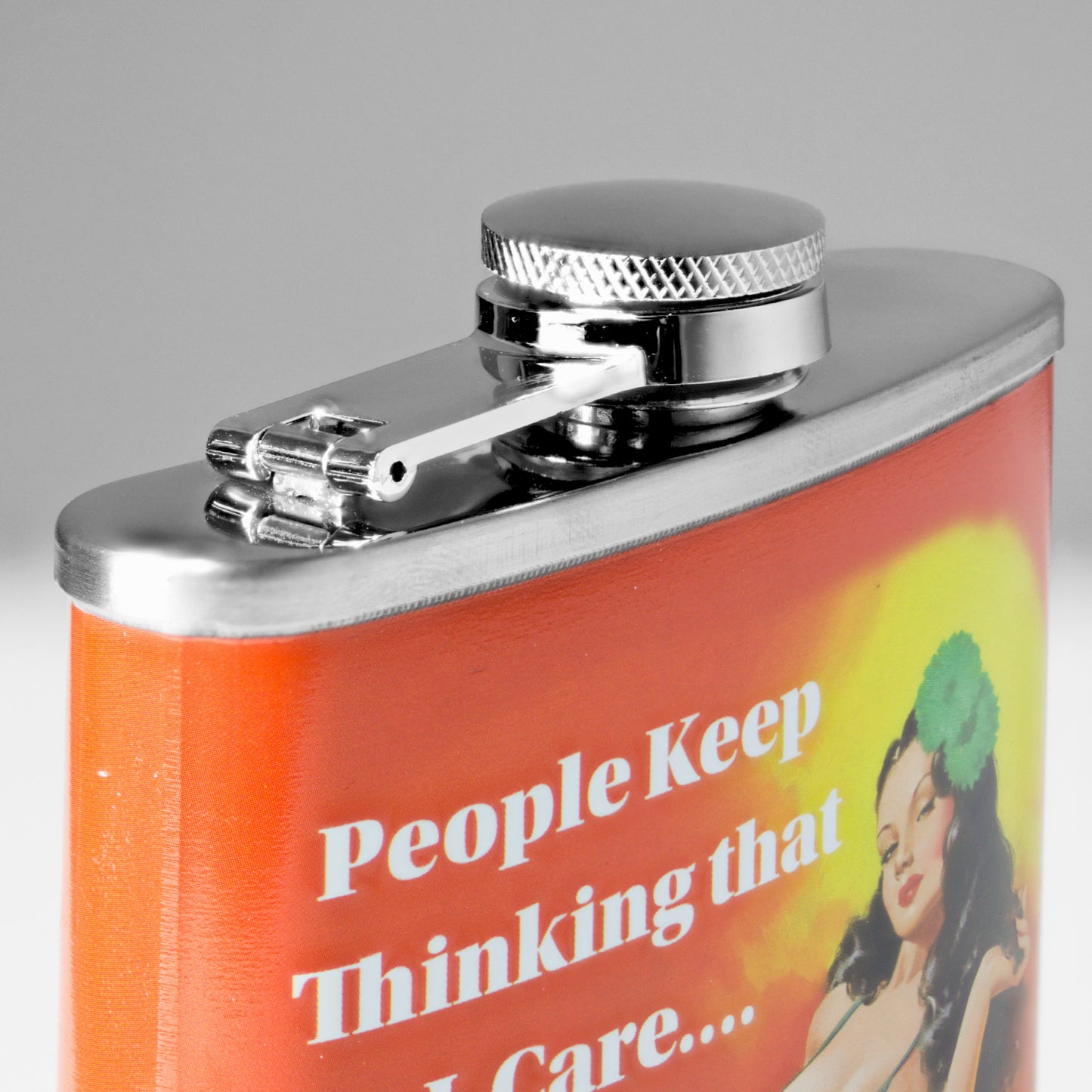 “People Keep Thinking that I Care…Weird” Stainless Steel 8 oz Liquor Flask