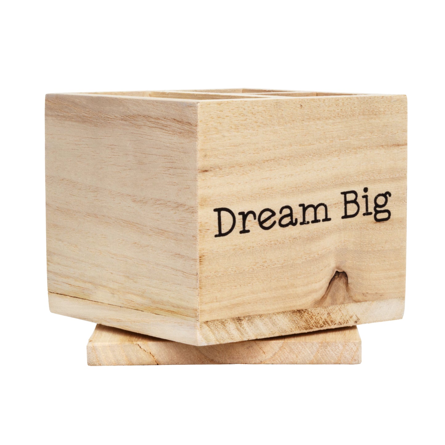 Rotating Wood Desk Organizer - Dream Big