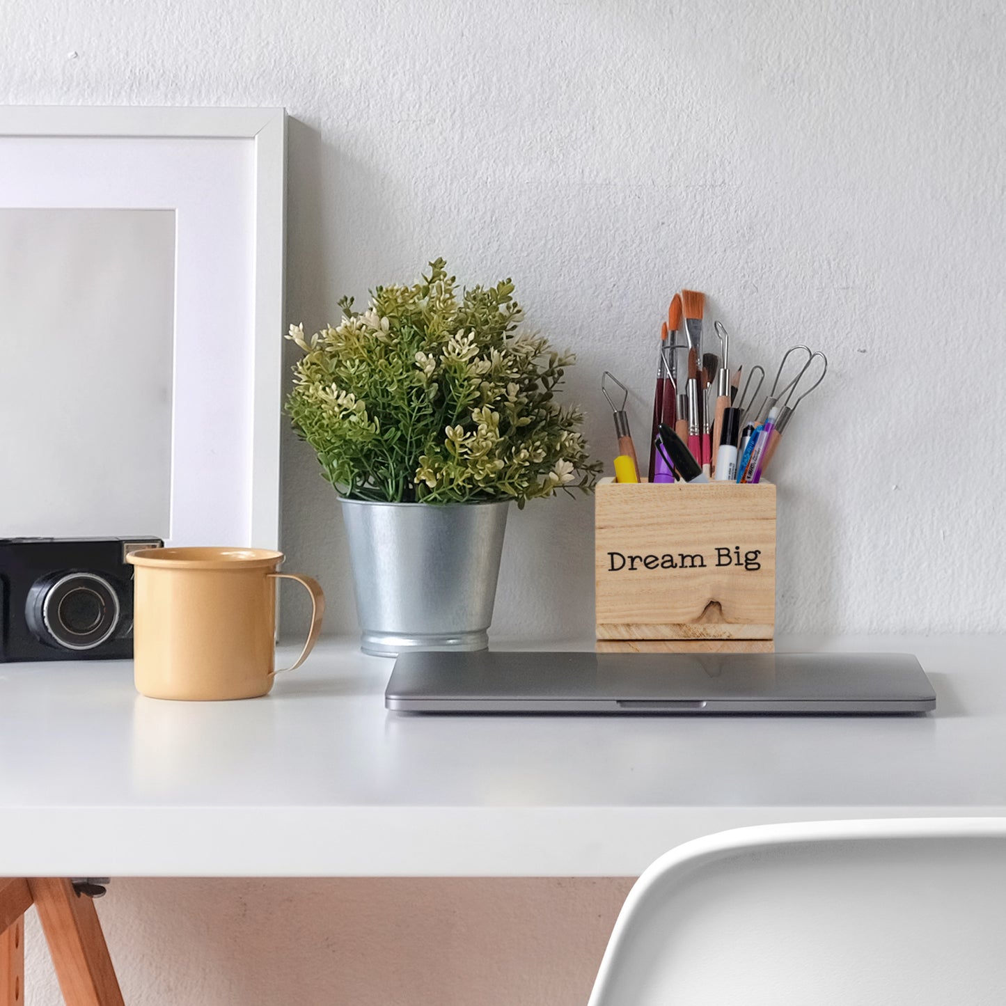 Rotating Wood Desk Organizer - Dream Big
